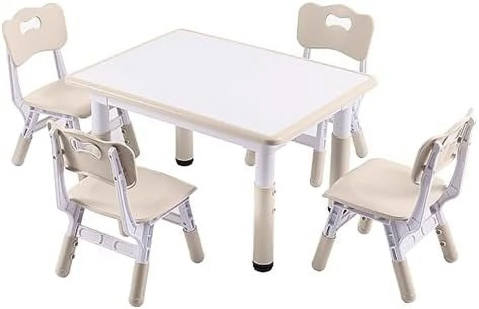 CHGTYS Table and 2 Chairs Set  Height-Adjustable Toddler Table and Chair Set with Graffiti Desktop  31.5''L x 23.6''W Children Activity Table for Daycare  Classroom  Home