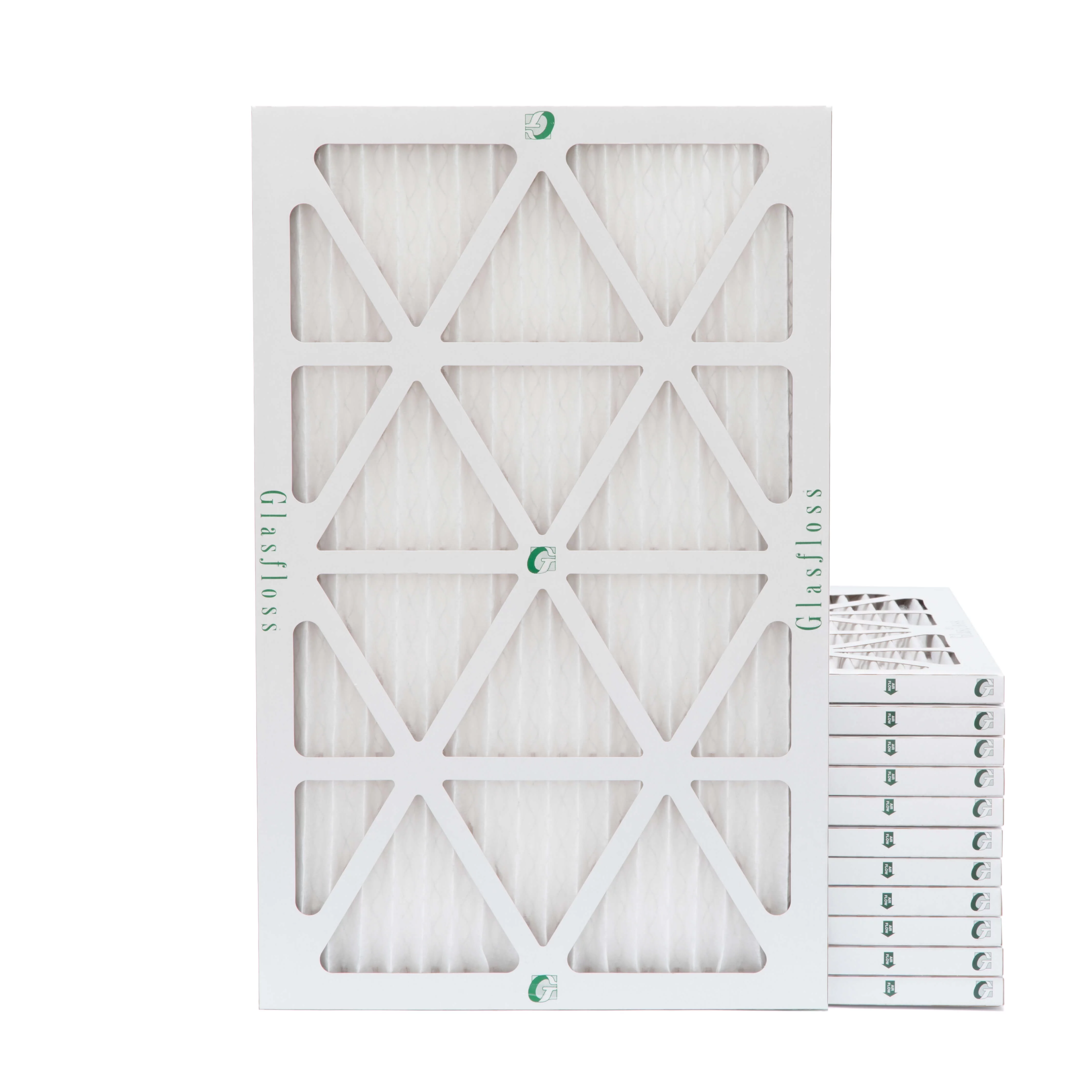 12 Pack of 16x24x1 MERV 13 Pleated Air Filters by Glasfloss. Actual Size: 15-1/2 x 23-1/2 x 7/8