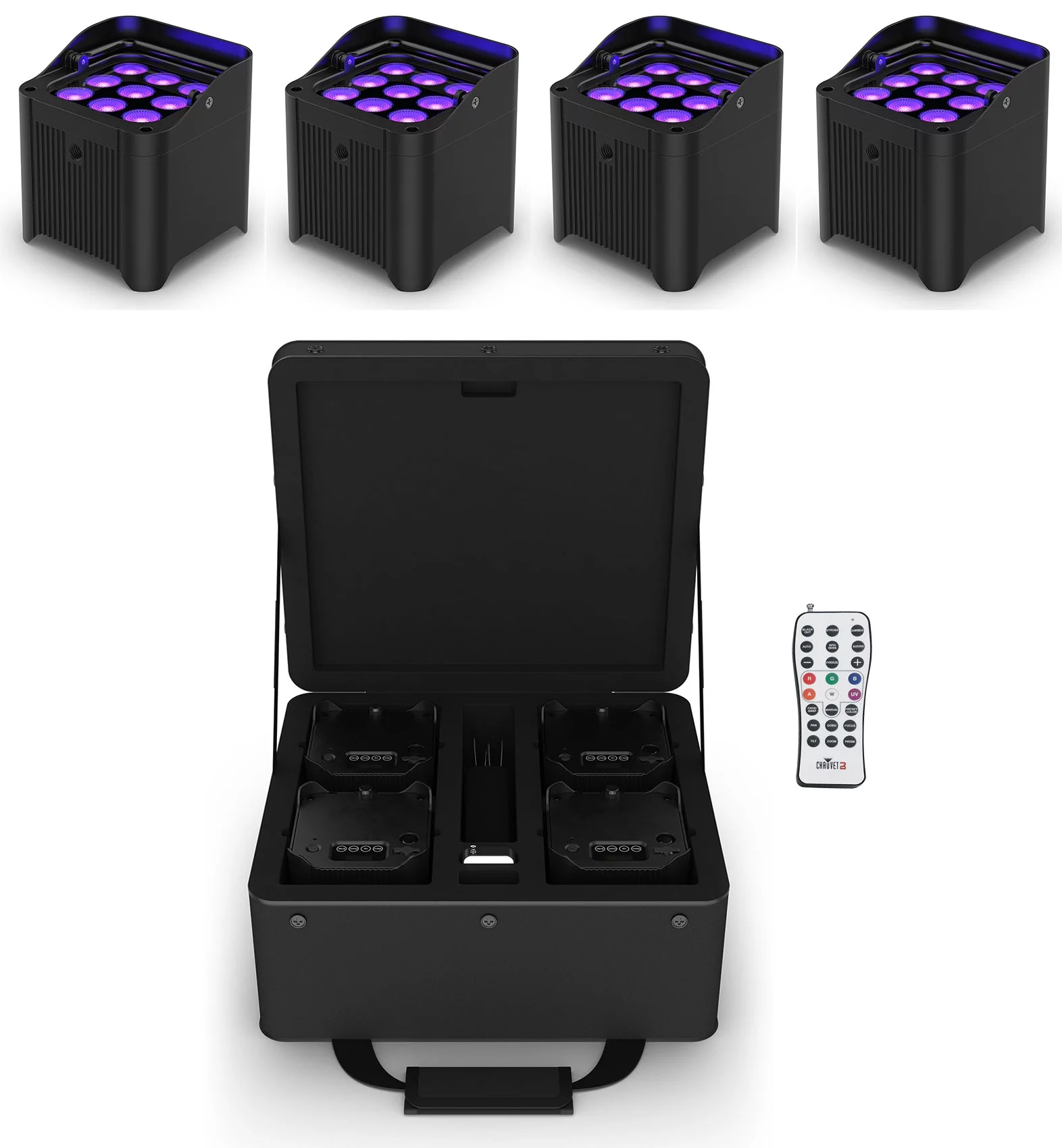 Chauvet DJ Freedom Par H9 IP X4 4 Wireless DMX Battery Wash Lights+Facade+Fogger