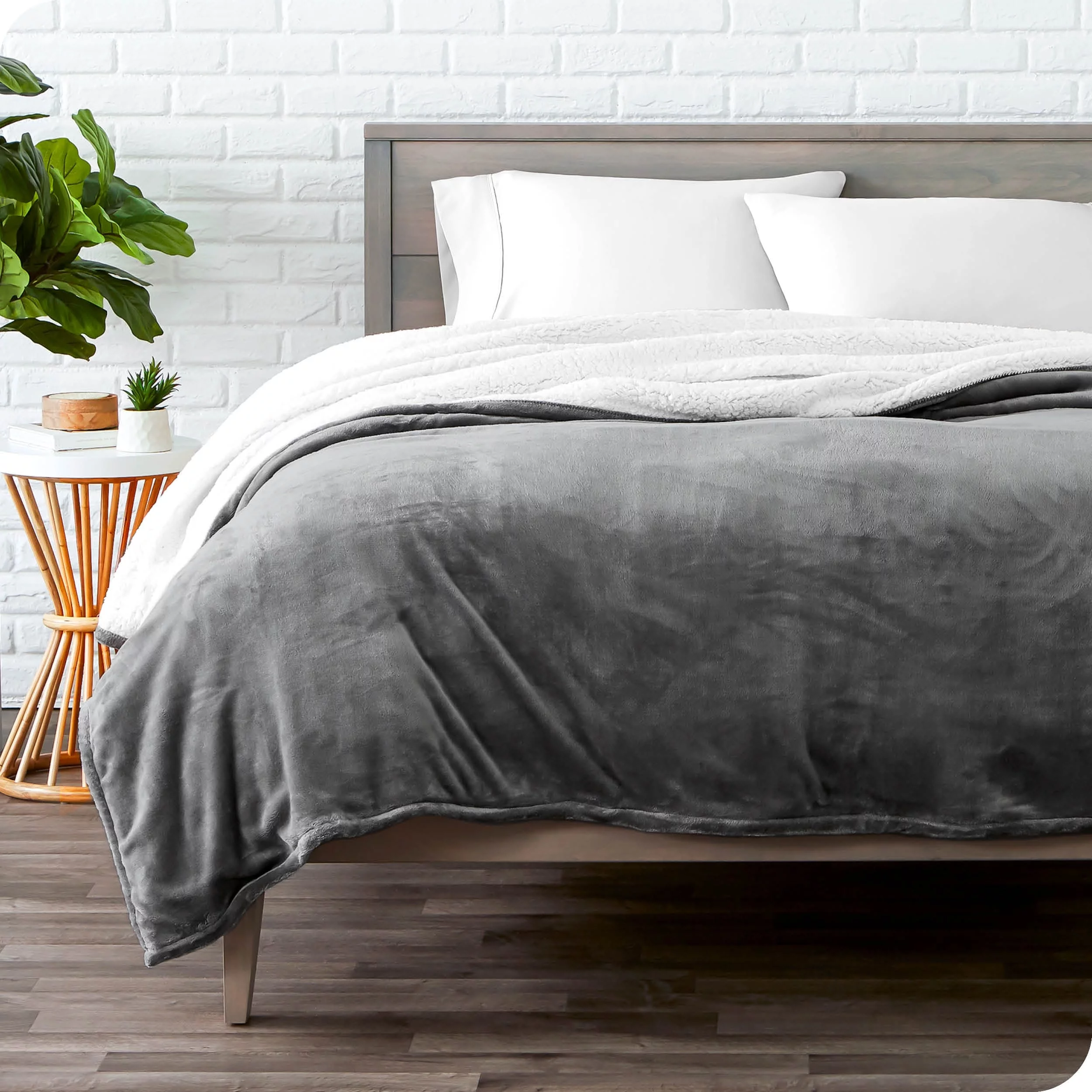 Bare Home  Sherpa Fleece Blanket - Reversible Plush Bed Blanket Oyster Twin/Twin XL