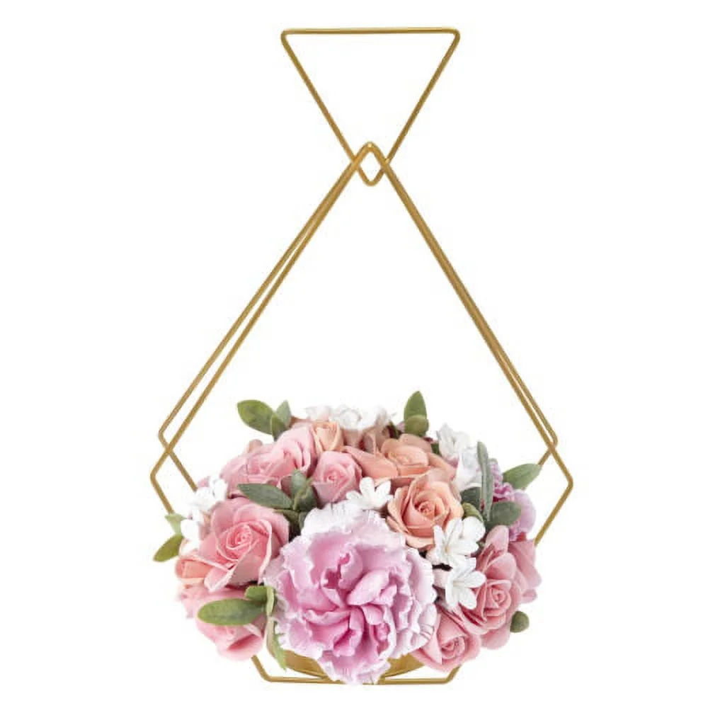 10pcs Gold Metal Diamond Shape Flower Vases Tabletop Wedding Centerpieces Stand