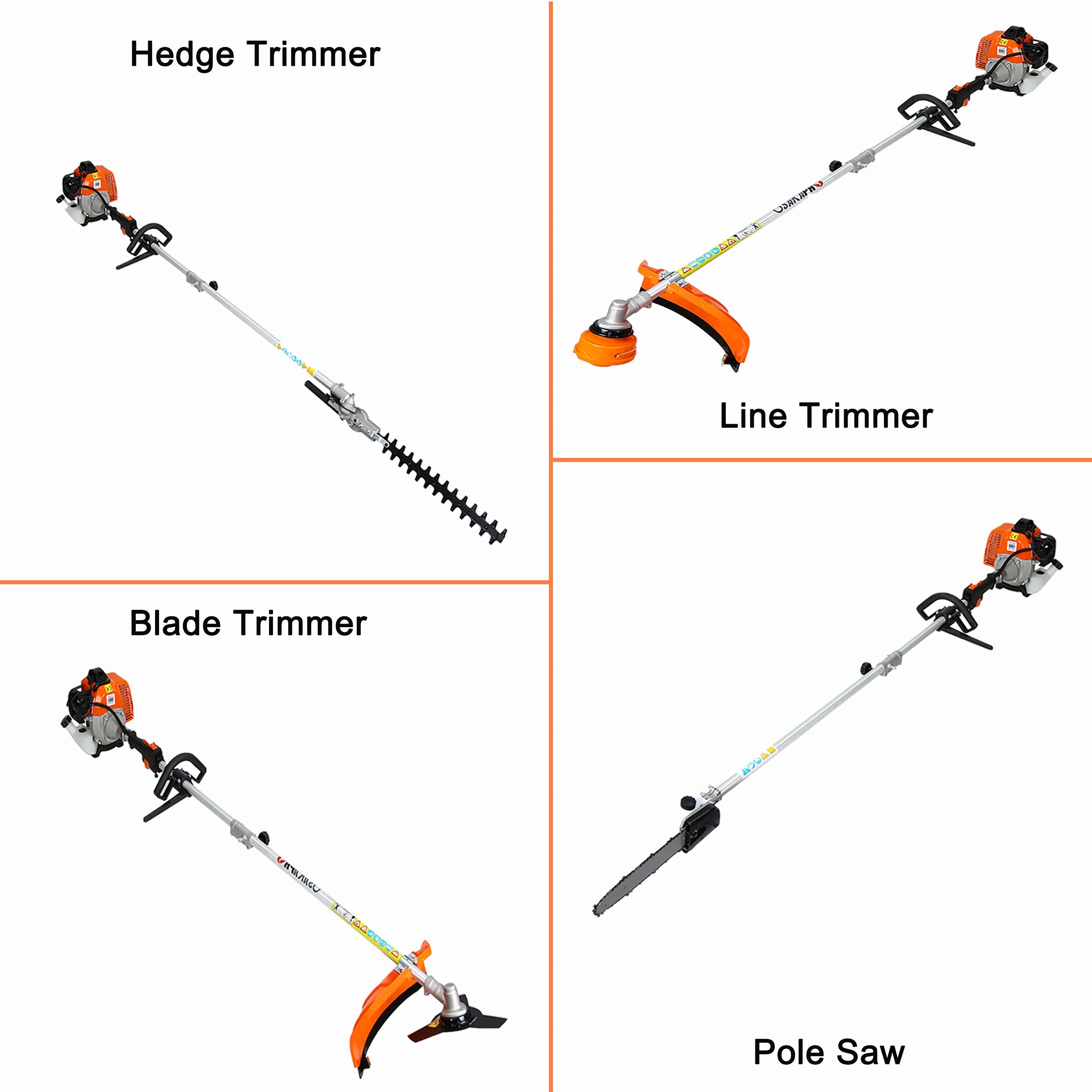10-IN-1 String Trimmer Gas Powered, 33cc Multi-Functional Weed Eater Set w/2 Stroke Engine, Adjustable 90° Hedge Trimmer, 10