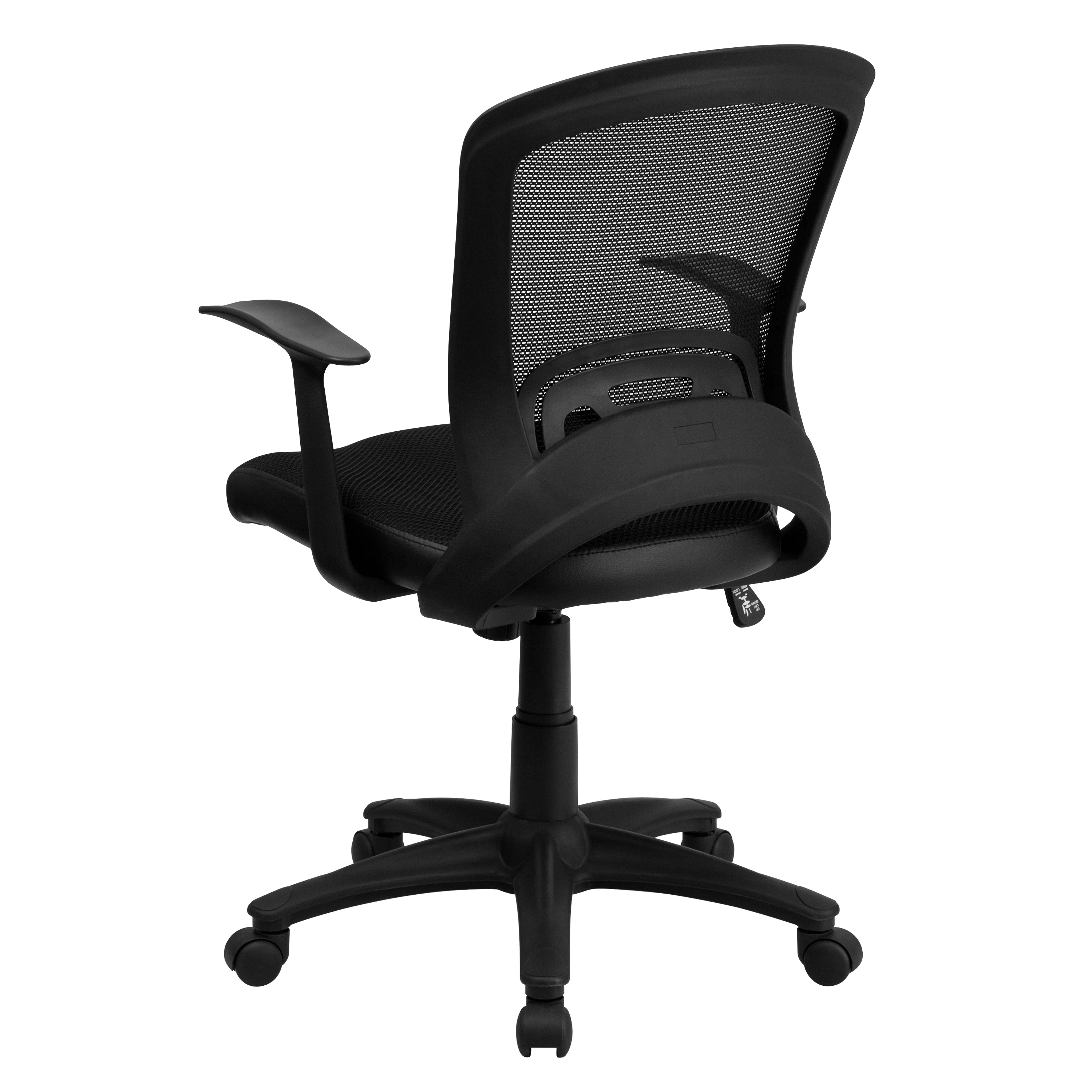 BizChair Mid-Back Designer Black Mesh Swivel Task Office Chair with Arms