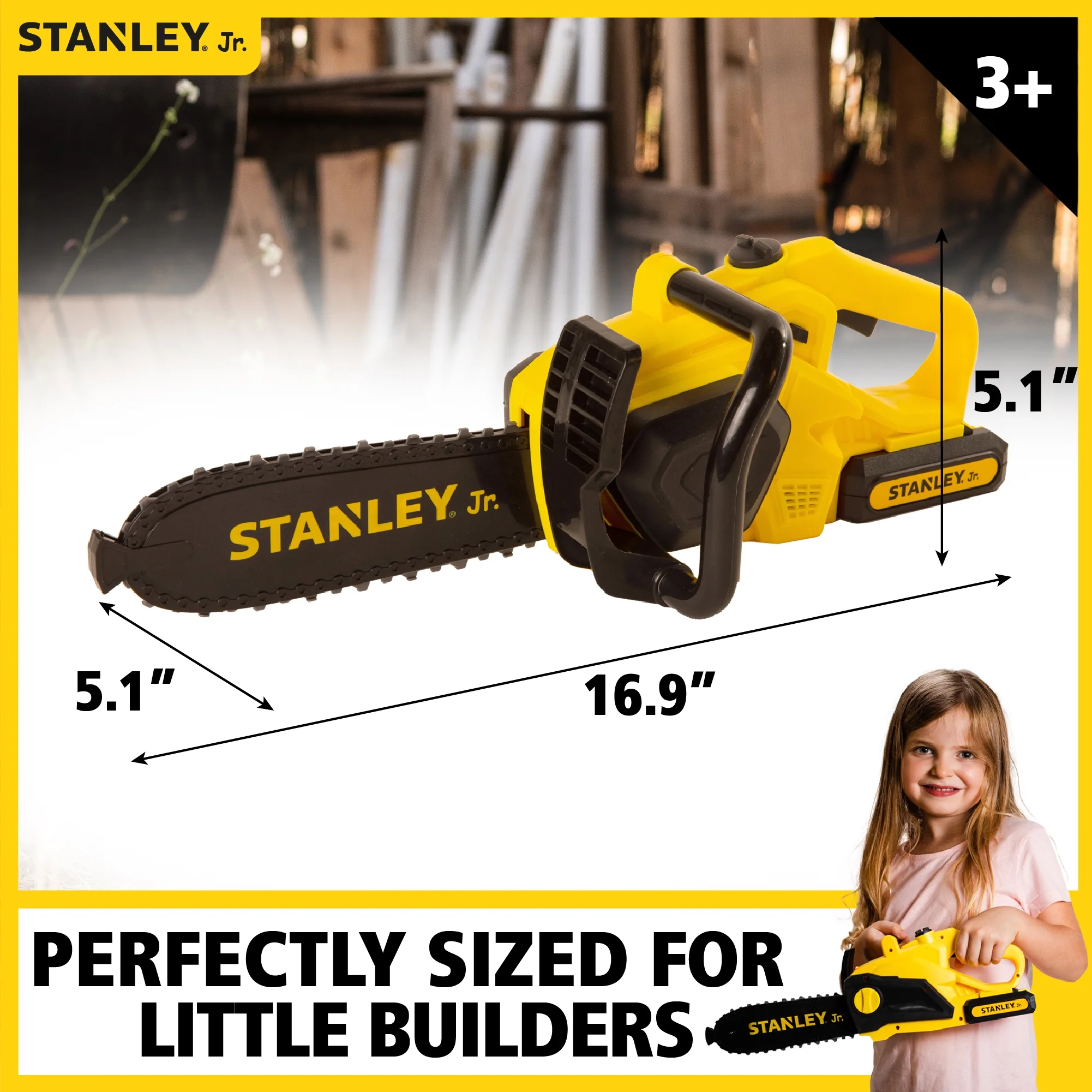 STANLEY Jr 3 Piece Toy Battery Powered Chain Saw