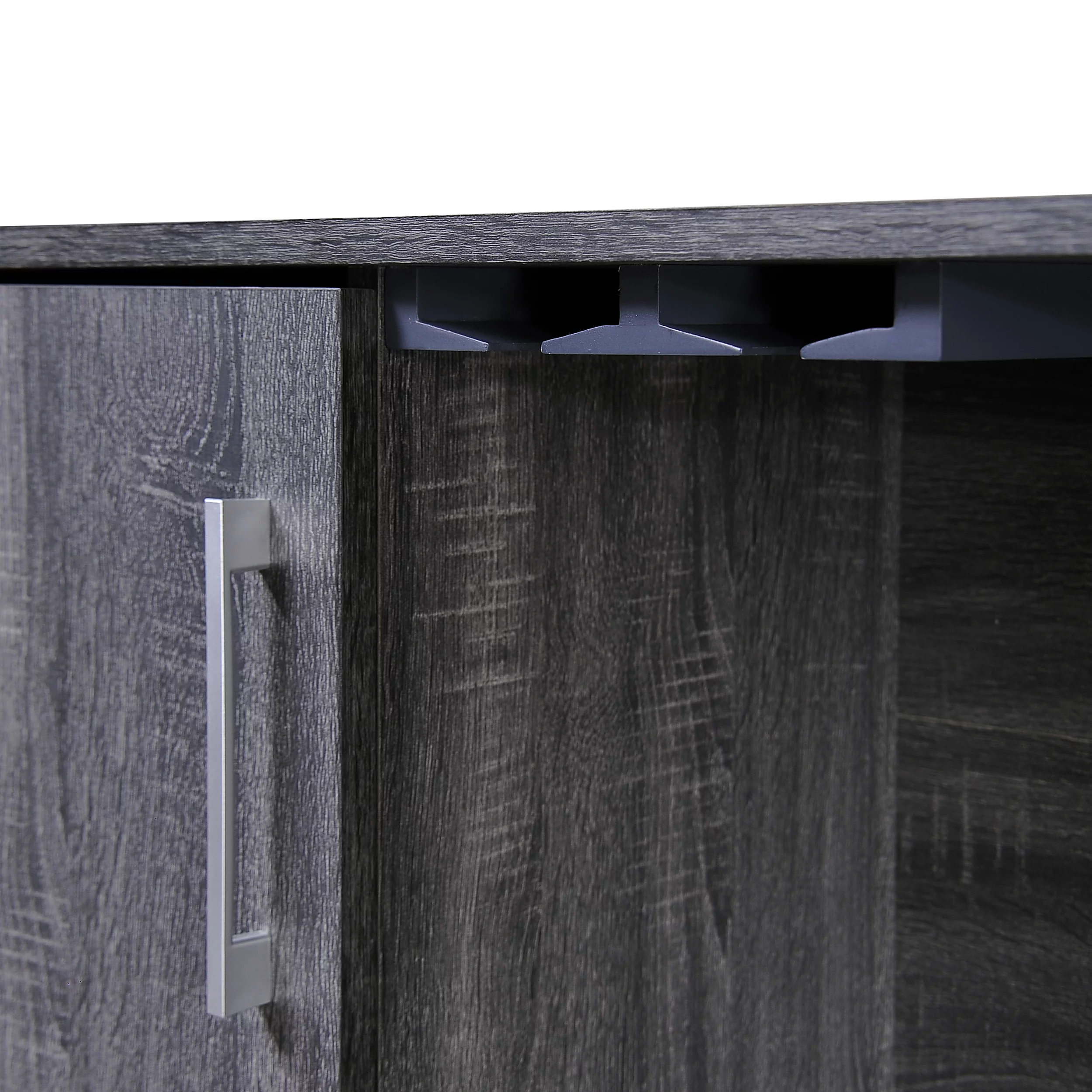 GDF Studio Julani Mid Century Faux Wood Wine & Bar Cabinet, Sonoma Grey Oak