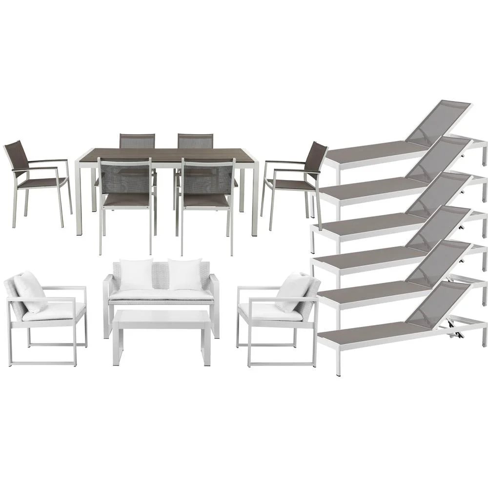 Pangea Home Chester 17-piece Modern Aluminum Patio Sofa Set in White/Gray