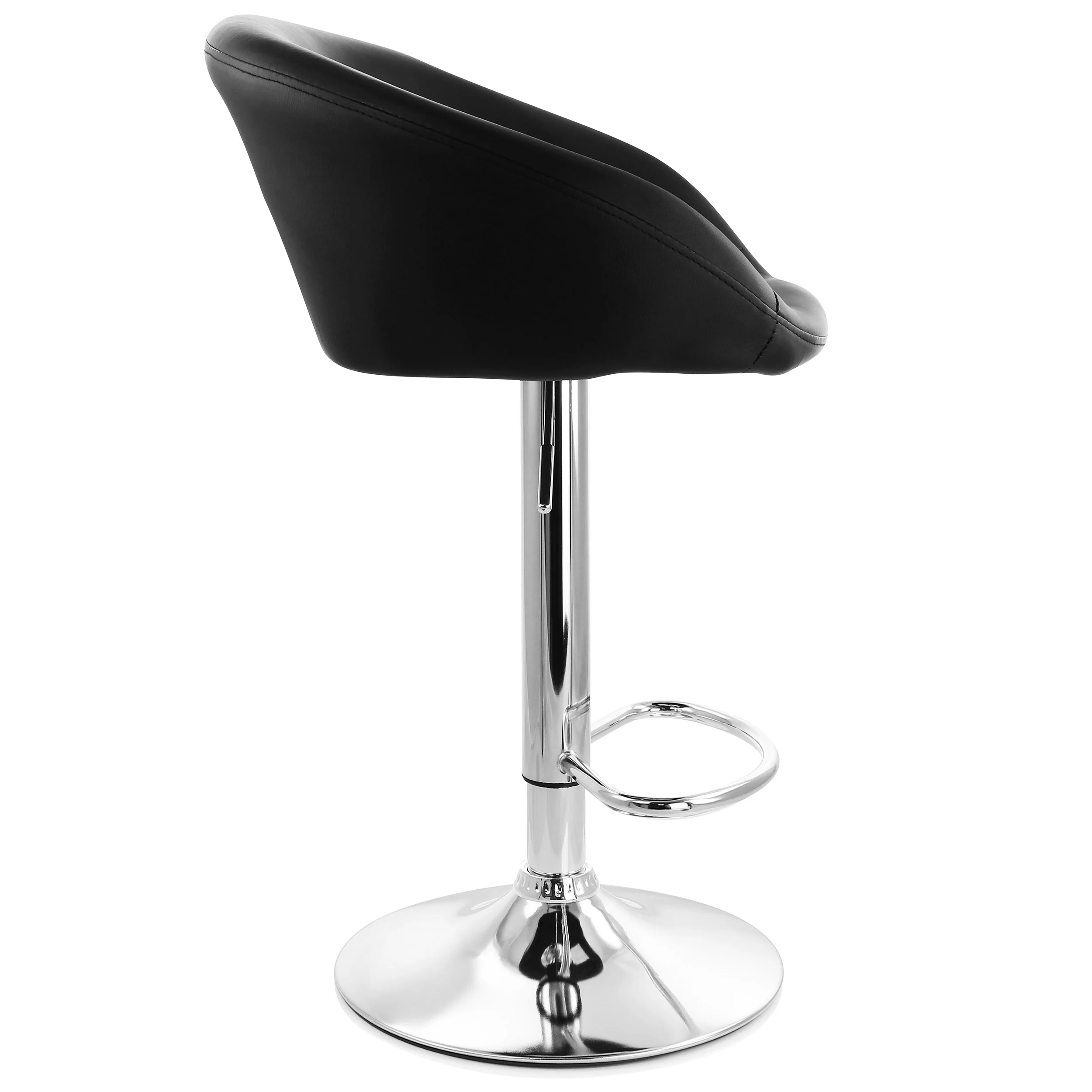Elama 2 Piece Adjustable Faux Leather Bar Stool in Black with Chrome Base