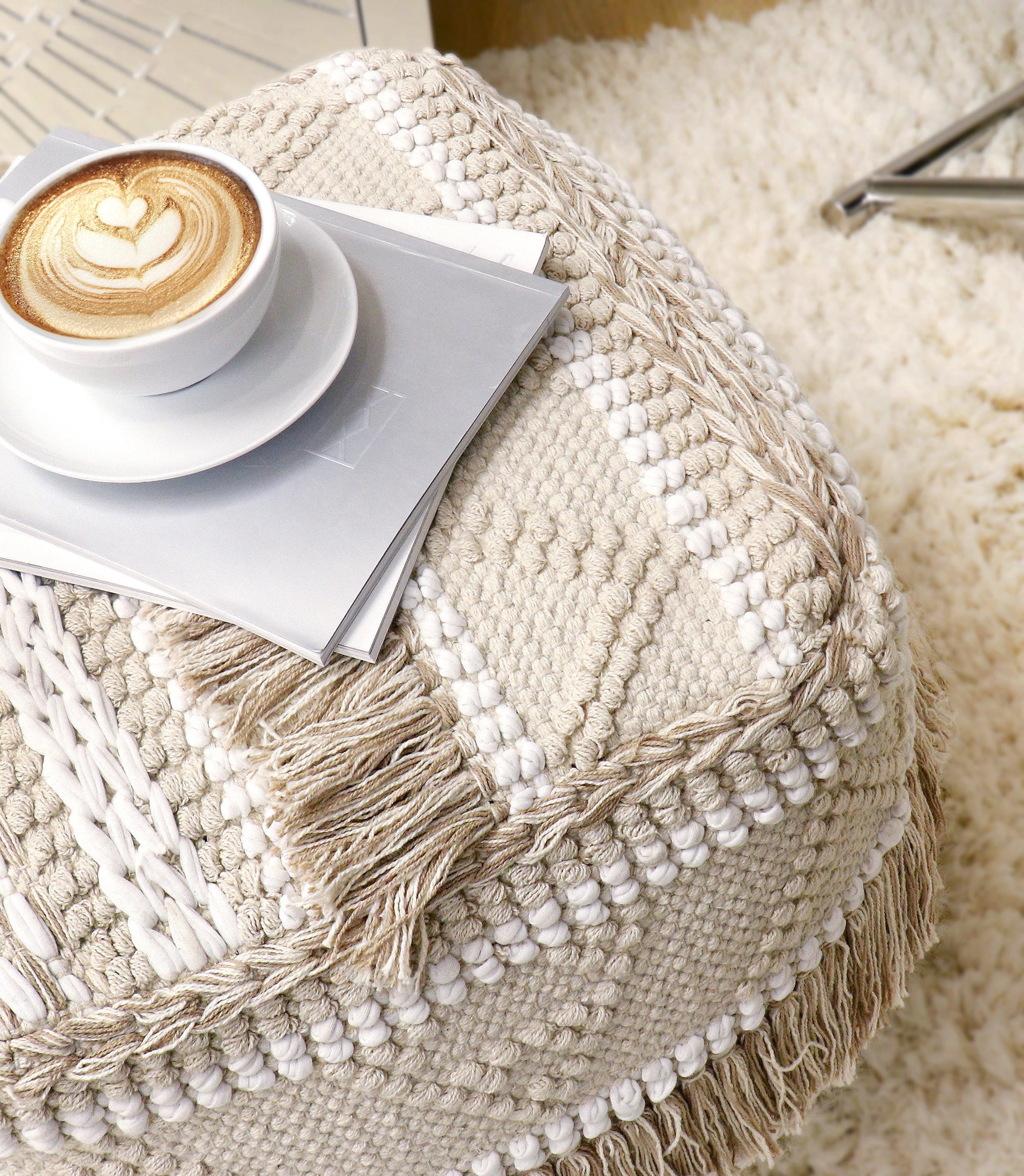 Pasargad Home Grandcanyon Cotton Braided Pouf