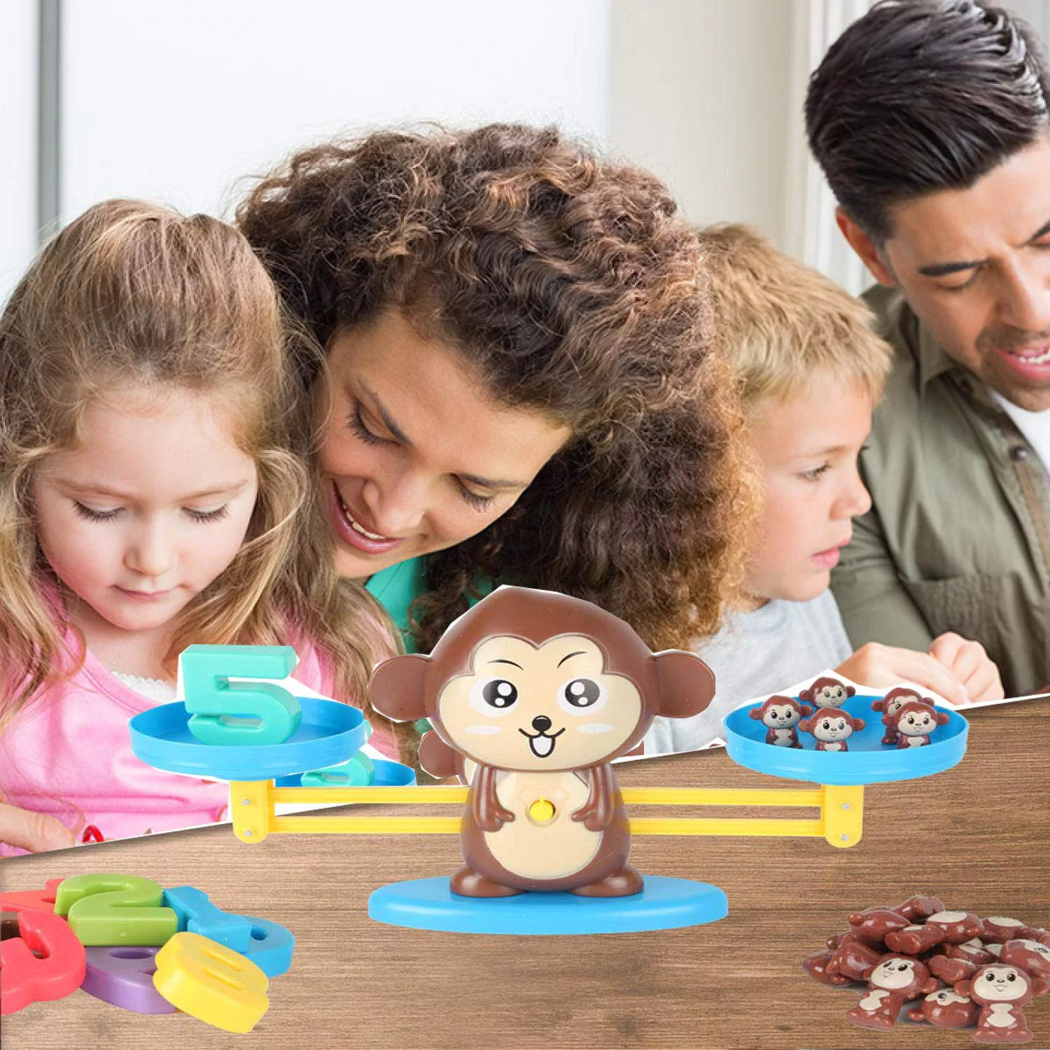 Monkey Balance Math Game Fun Learning, Educational Toy Gift for Children & Kids Ages 3+ (65-Piece Set) Christamas Gift
