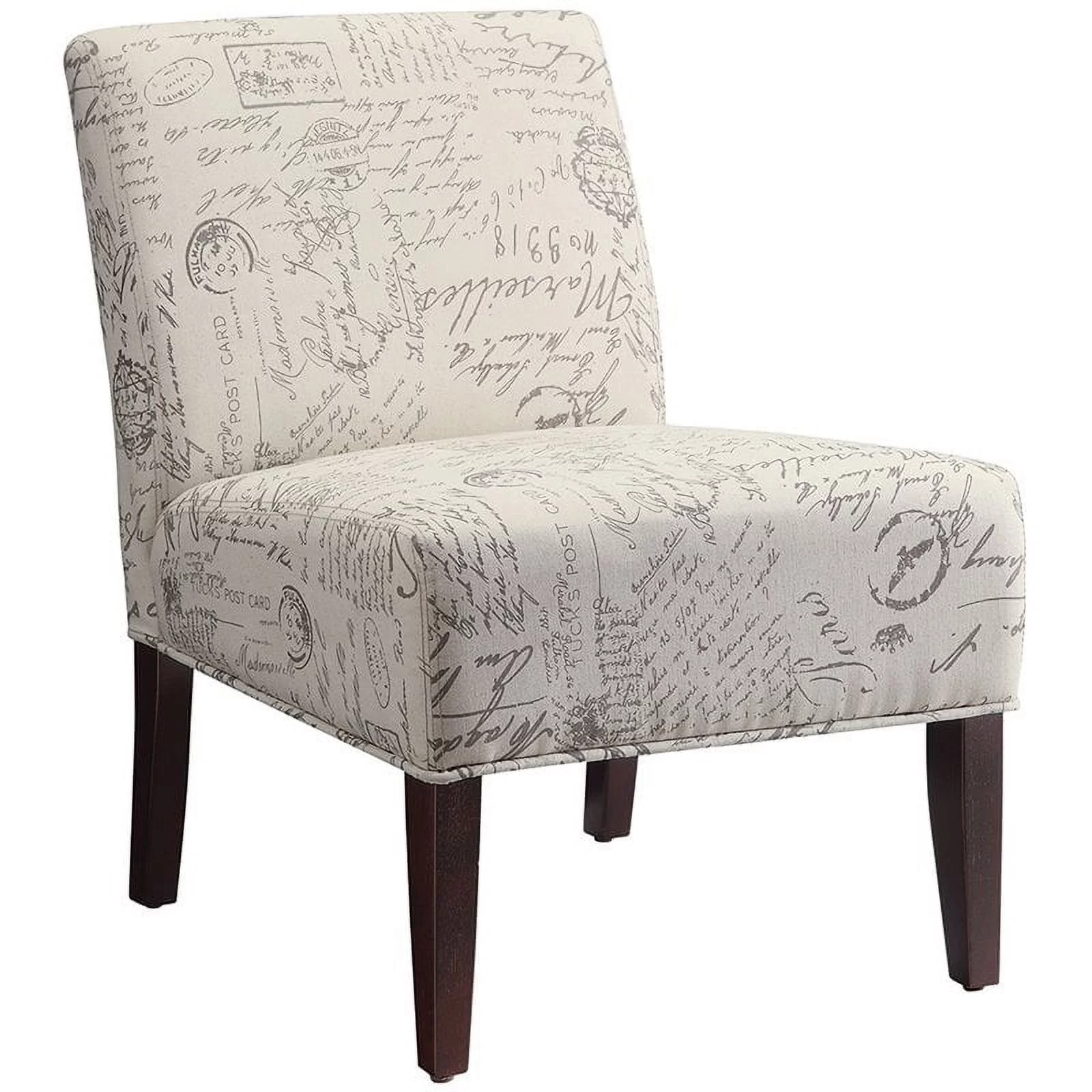 Upholstered Armless Accent Chair Off White and Grey