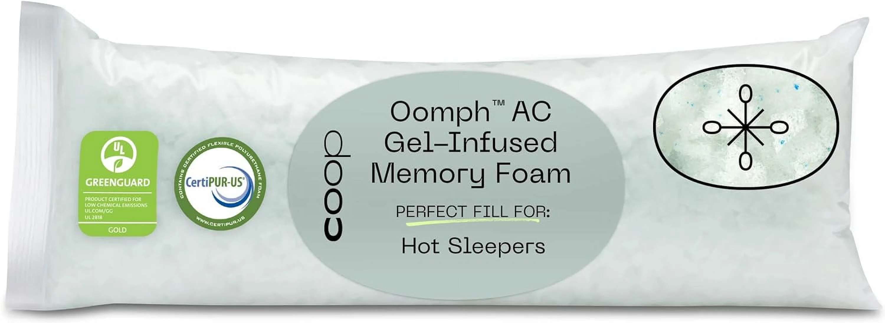 Coop Home Goods Original Memory Foam Pillow Refill, Firm Density- 1/2LB - Extra Oomph - GREENGUARD Gold and CertiPUR-US certified