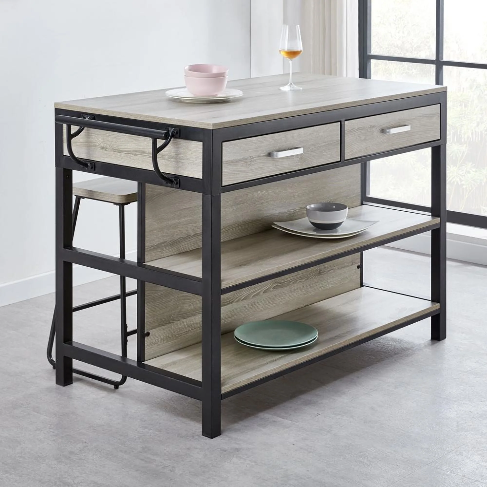 Steve Silver Carson Weathered Driftwood 3-Piece Dining Set