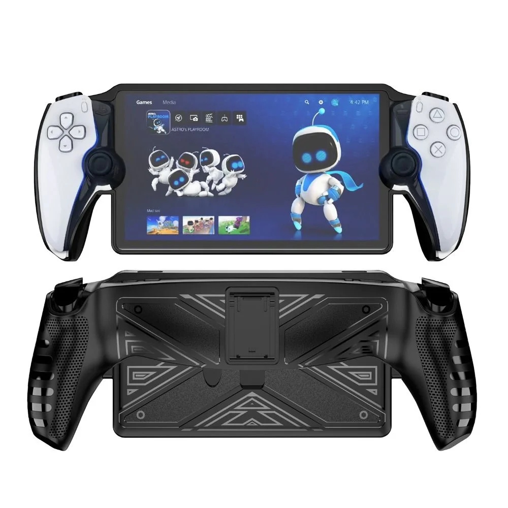 with Kickstand Protective Case TPU Shockproof Back Cover Game Accessories Soft for Sony PlayStation Portal Black