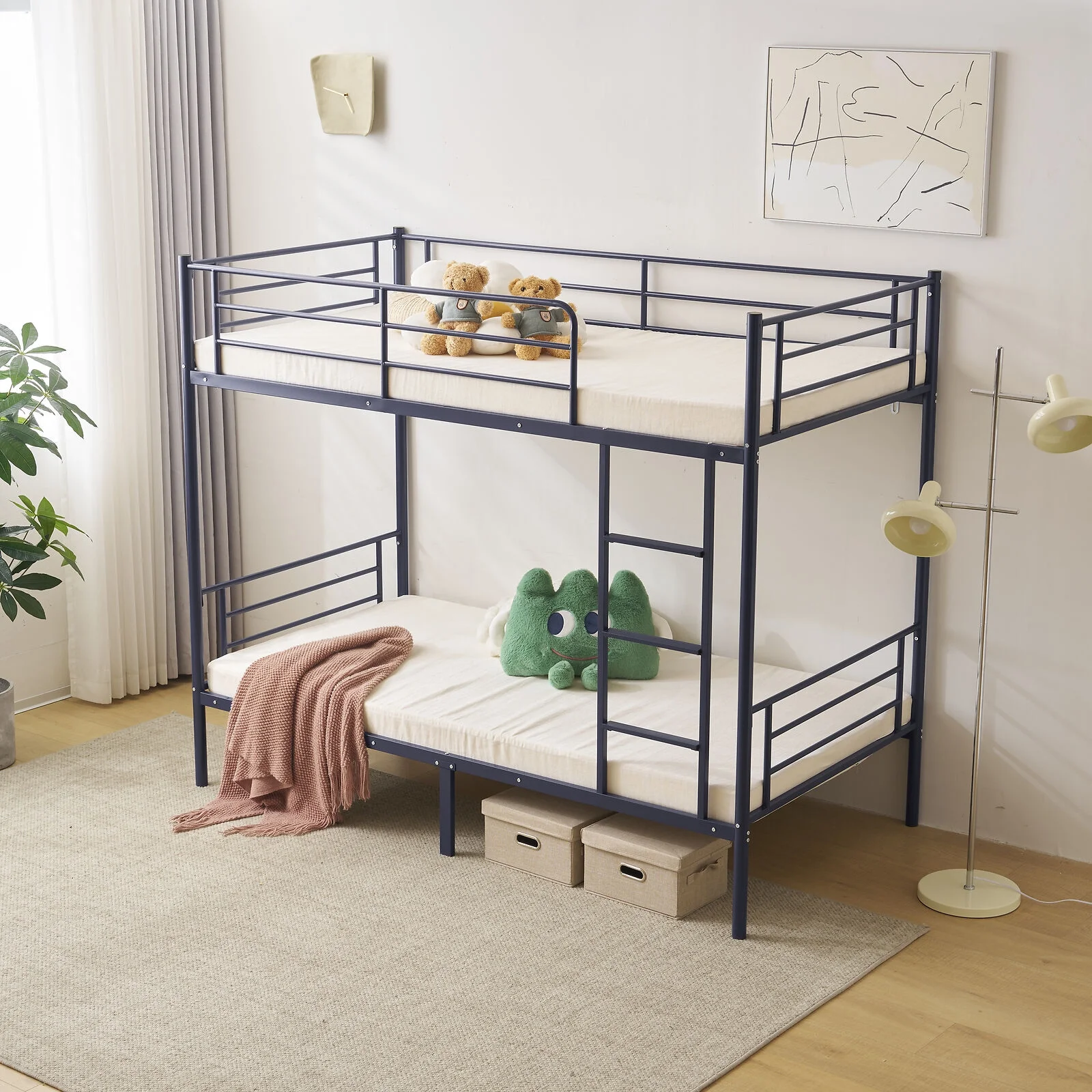 Over Twin Steel Bunk Beds Frame Ladder Bedroom Dorm Room For Kids Adult Children