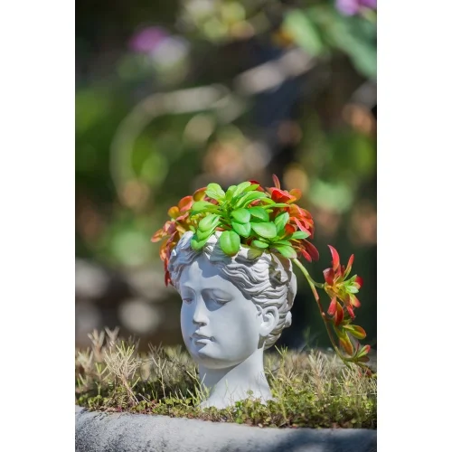 Greek Style Cement Head Planter - Indoor Outdoor Home Garden Decor, D6