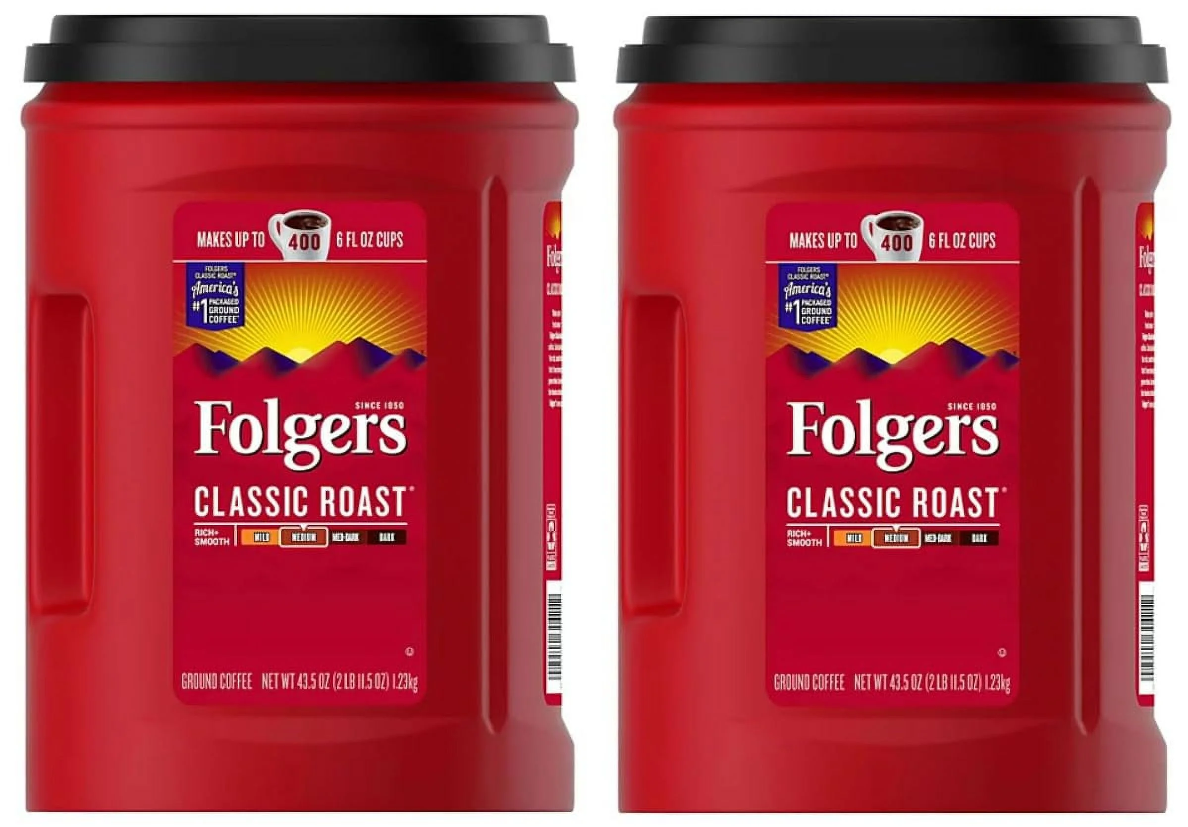 Folger Classic Roast Ground Coffee Medium Roast (43.5 oz.) - 2 Pack