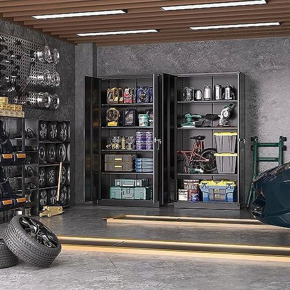 HVSDIMO Metal  Cabinet  72" Black Locking  Cabinets with Doors and 4 Shelves  Tall Tool  Cabinet for Garage  Steel Lockable File Cabinet Metal Locker for Home Office  Classroom