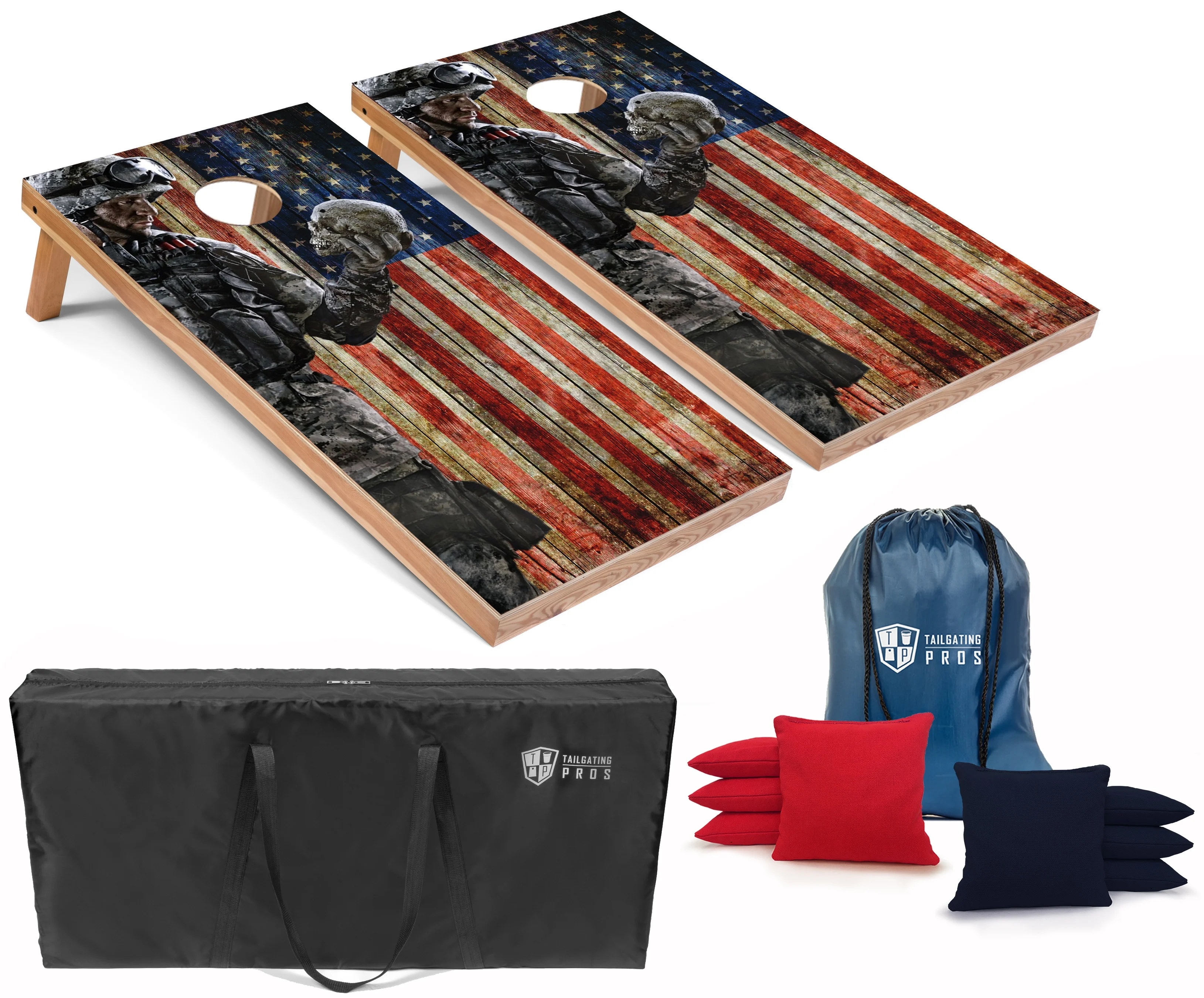 Tailgating Pros Corn Hole Board Set w/Bean Bags and Carrying Case-4'x2' Cornhole Toss - Tournament and Lightweight Options - Optional LED Lights…