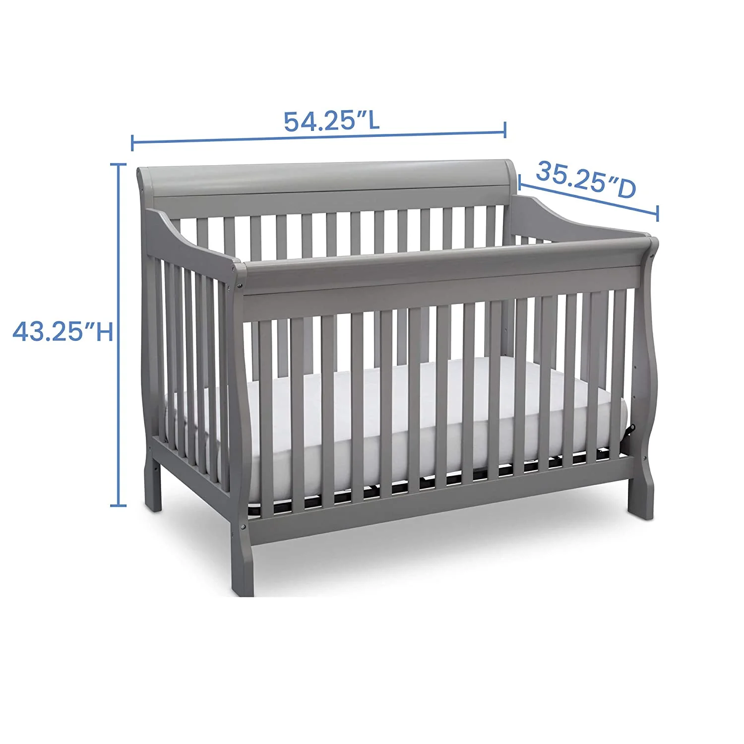 YILAN Canton 4-in-1 Convertible Crib - Easy to Assemble, Grey