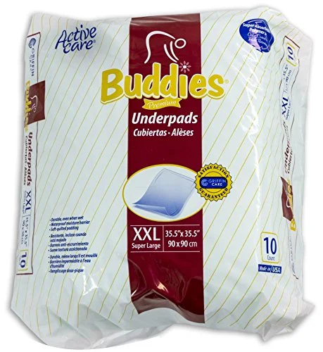 Extra Large Chux Pads 36 x 36 Inch Disposable - Overnight Incontinence Waterproof Underpad for Seniors, Adult, Child, or Pets by Buddies