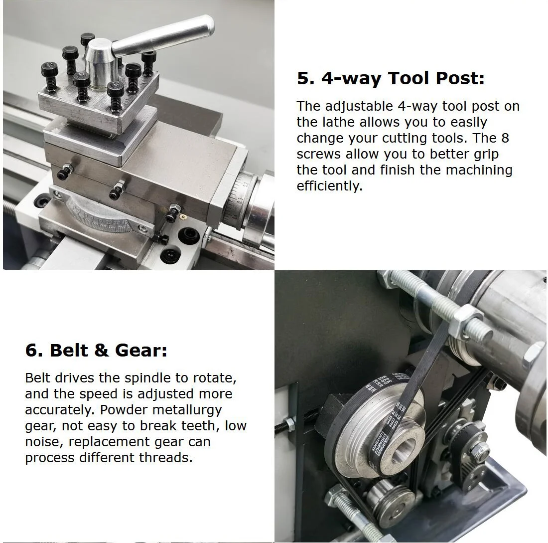 RC-210E Double Head Double Chuck Electronic Pulse Precision Metal Bench Lathe 8