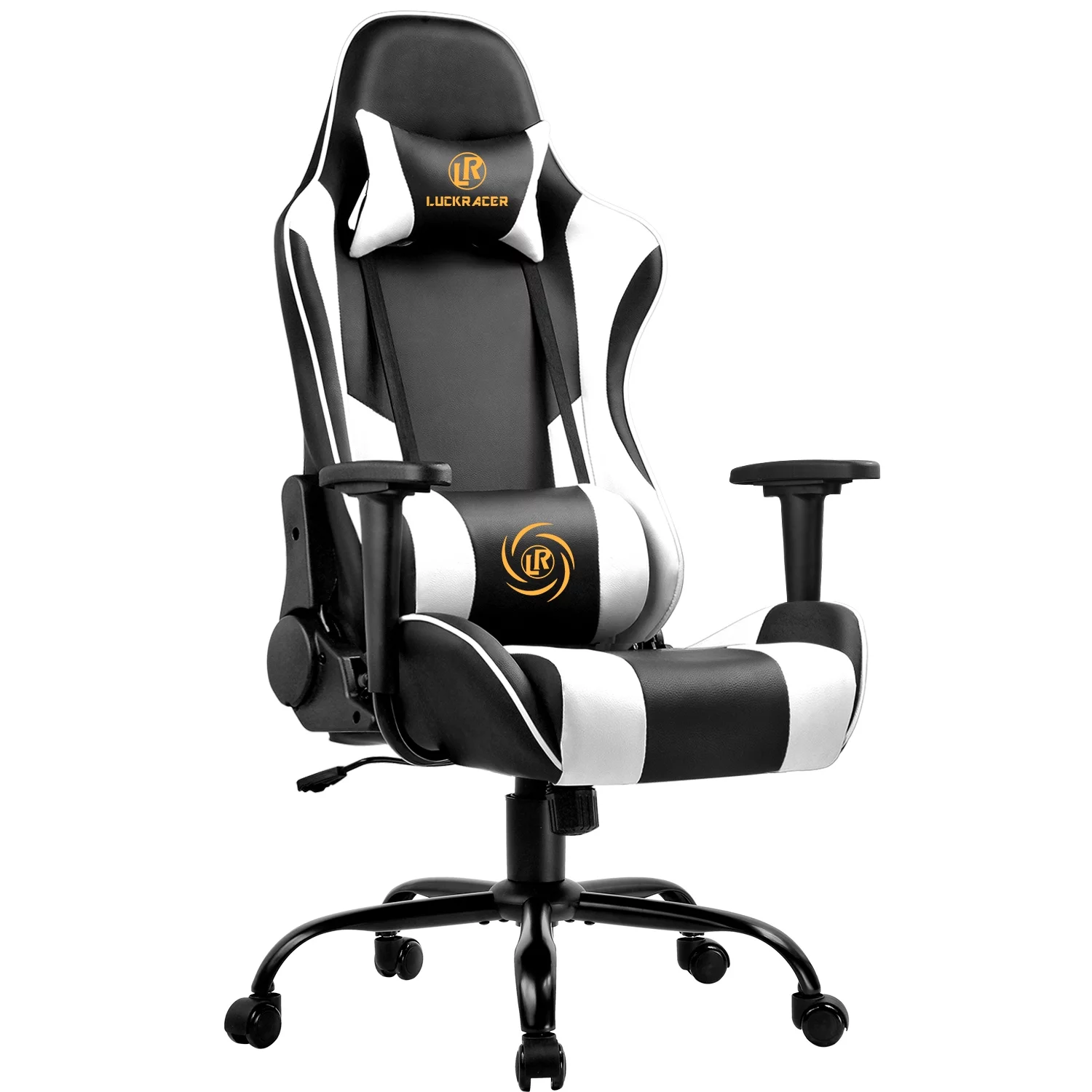 LUCKRACER Gaming Chair With Massage Office Computer Chair, White