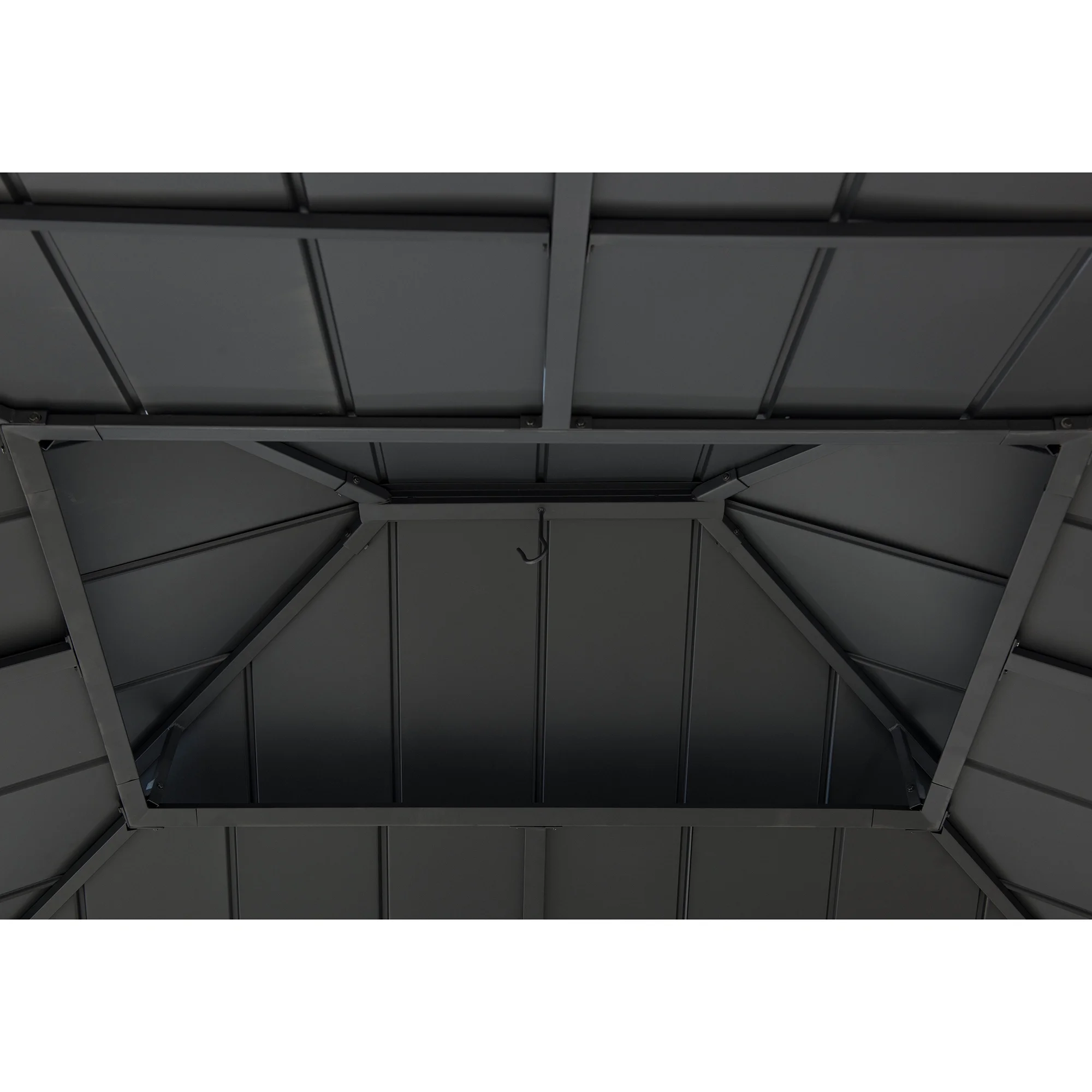 Sunjoy 13x15x10.4 Churchill Hard Top 2-Tier Metal Gazebo With Netting