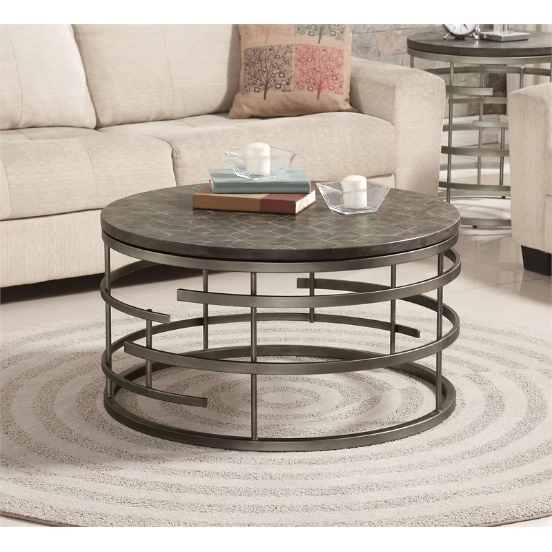 Home Square 3-Piece Set with 2 Chairside Tables and Coffee Table in Gray