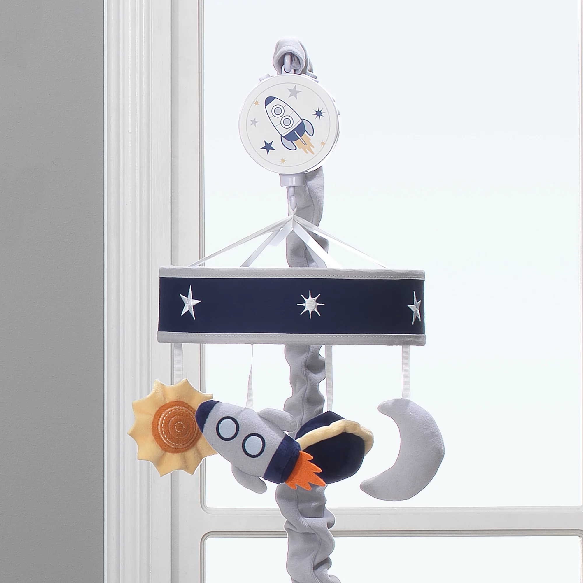 Lambs & Ivy Milky Way Musical Baby Crib Mobile - Blue, Gray, Modern, Celestial