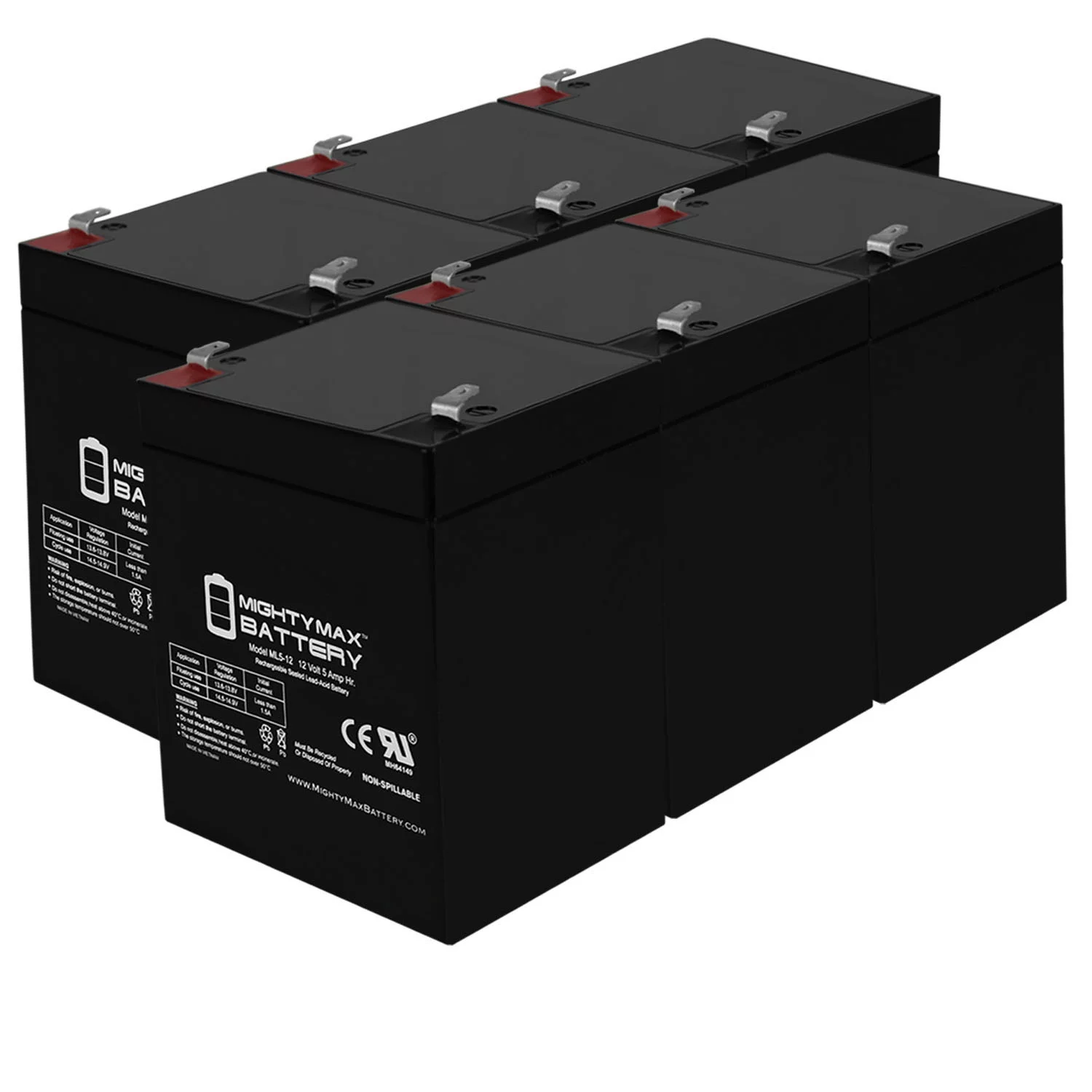 12V 5AH SLA Battery for Pach QC1 Quantum Telephone Entry - 6 Pack