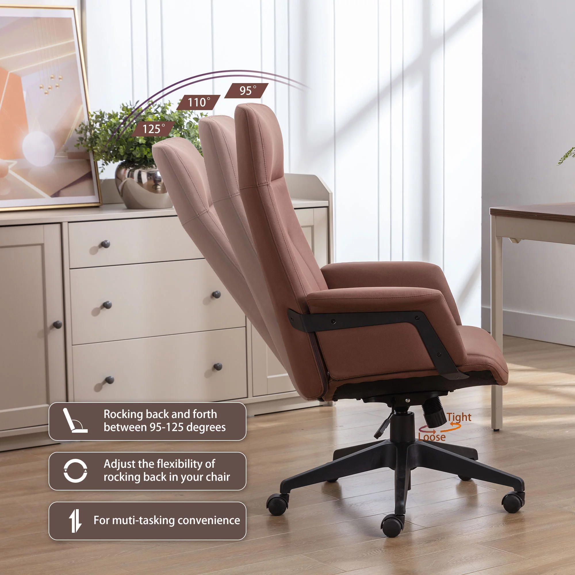 Snugway Ergonomic Home Office Chair,Modern Executive Chair and Computer Desk Chair,Brown