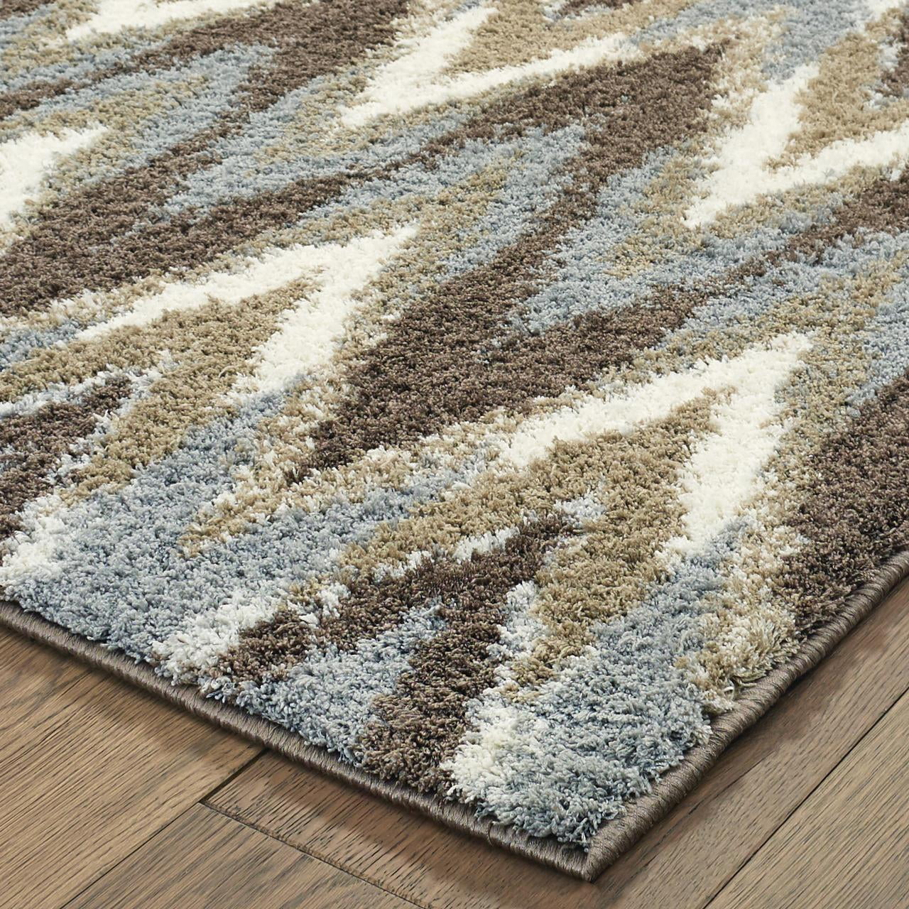 Otis Shag Geometric Area Rug, Grey/ Taupe, 6' x 9'