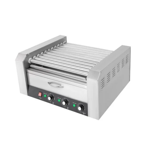 Electric 30 Hot Dog 11 Roller Grill Cooker Machine & Bun Warmer w/o Cover 1560W