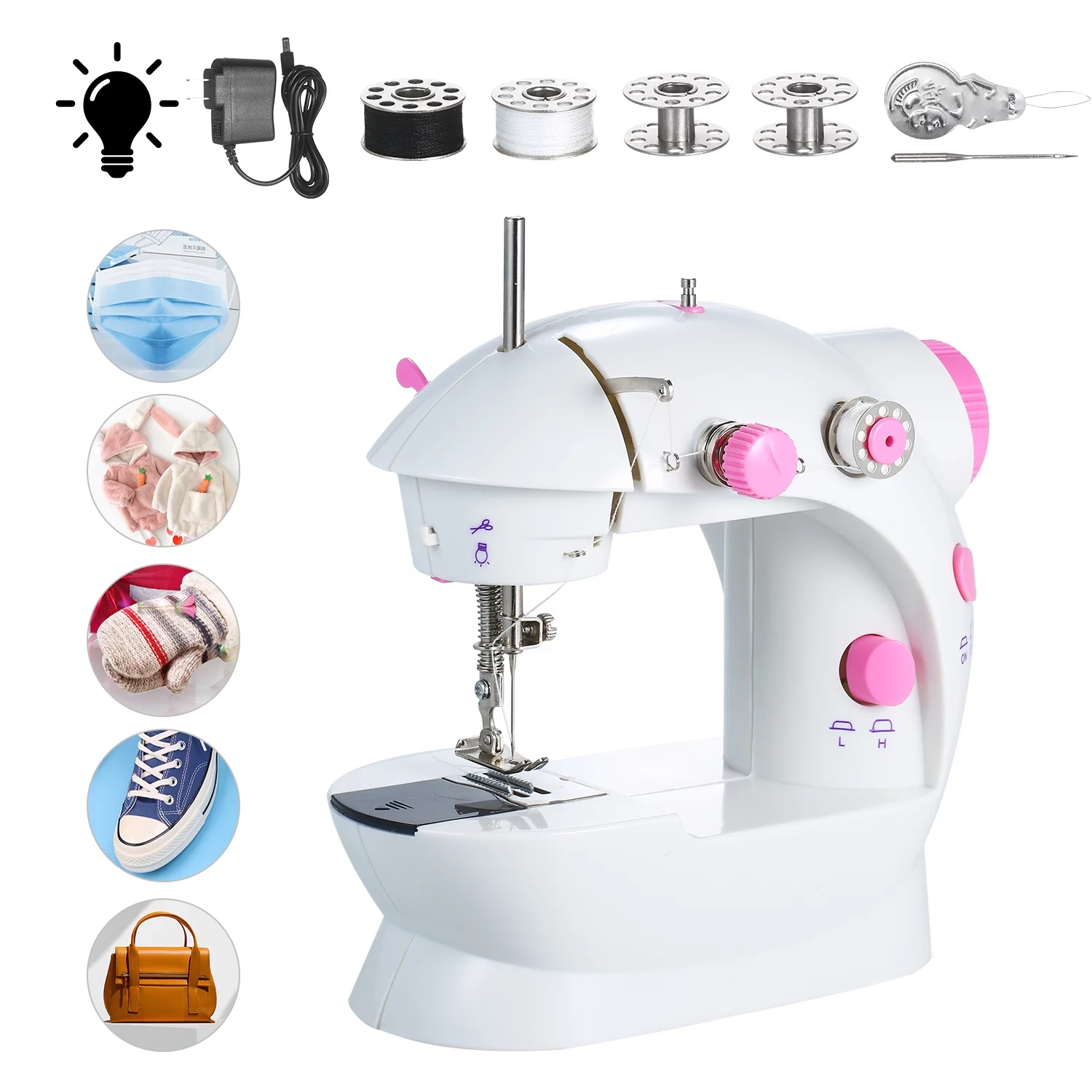 KKmoon Portable Mini Sewing Machine Adjustable 2-Speed Double Thread