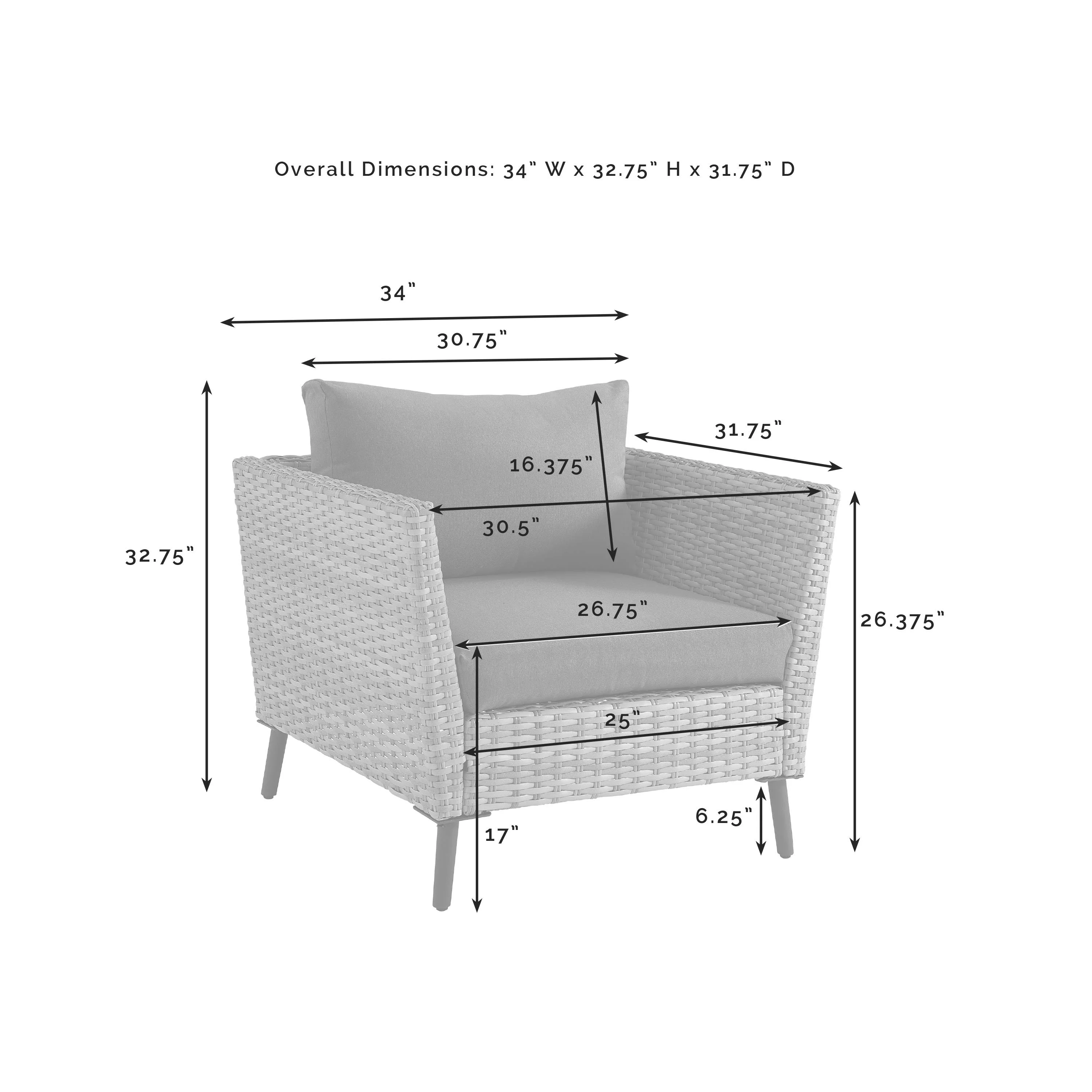 Crosley Richland Wicker Patio Arm Chair in Gray (Set of 2)