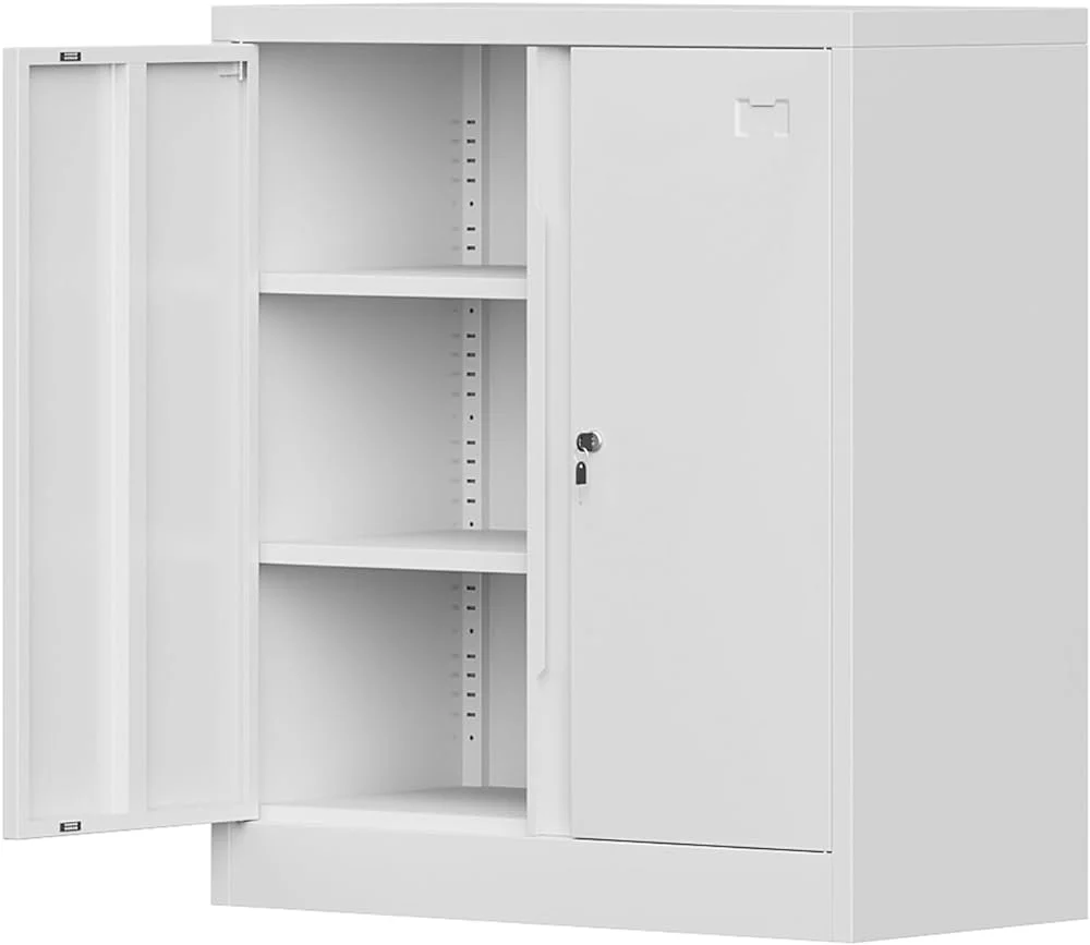 JYHOME Metal  Cabinet  Garage  Cabinet with Doors and 2 Adjustable Shelves  36" Black File Cabinet  Locking Cabinet for Home Garage Office School(Black  36 inch)