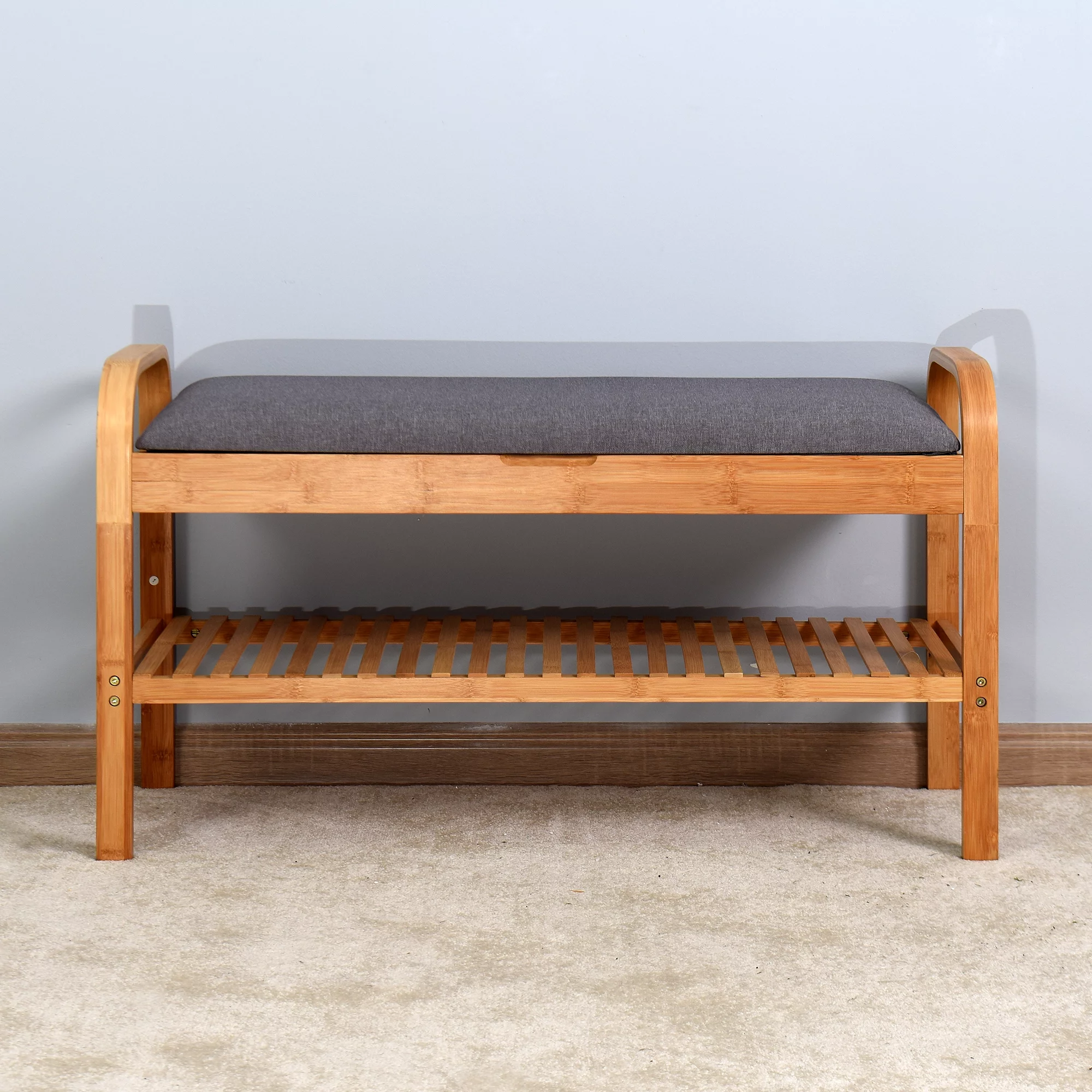 20 Inch Handcrafted Rubberwood Side End Table, 1 Shelf, Rectangular, Honey Brown