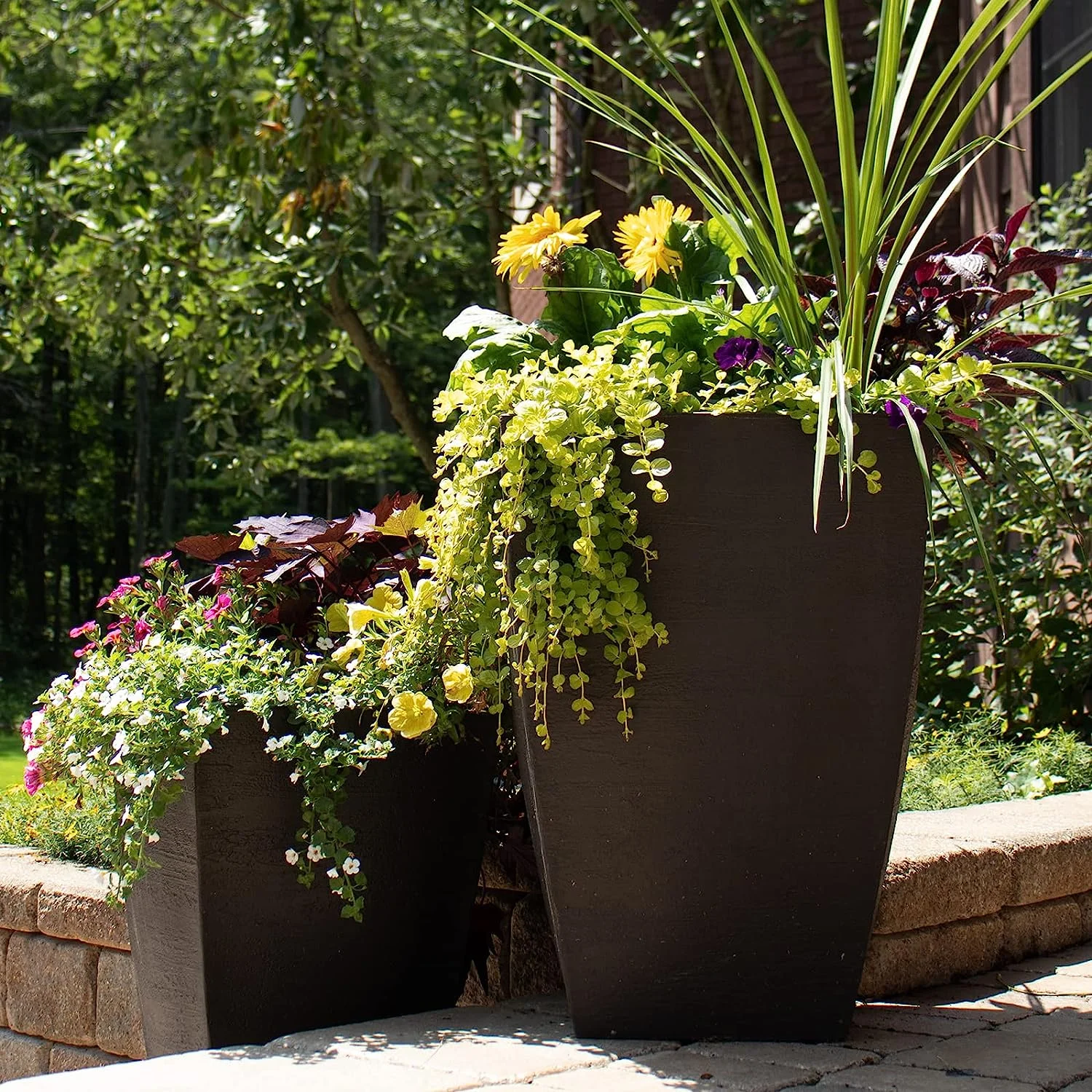 MSQT23SL Modern Square Garden Planter, 23-Inch, Slate