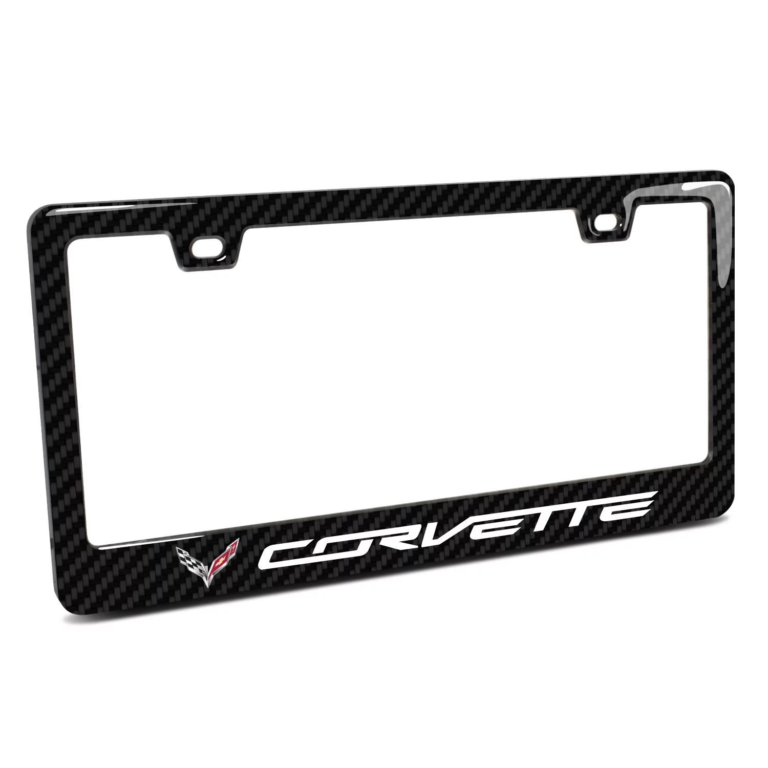 Chevrolet Corvette C7 in 3D on Real Carbon Fiber ABS Plastic License Plate Frame