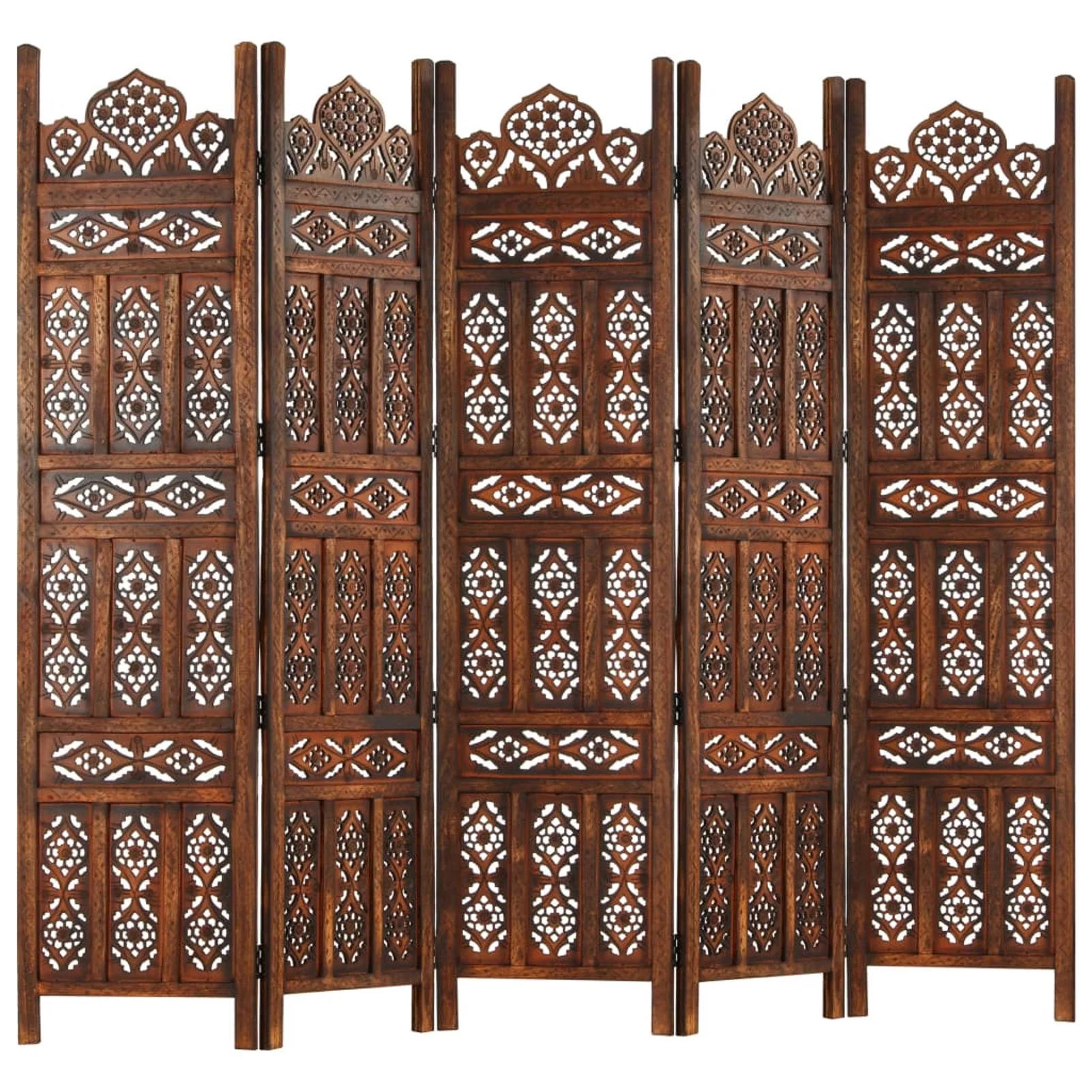Suzicca Hand carved 5-Panel Room Divider Brown 78.7