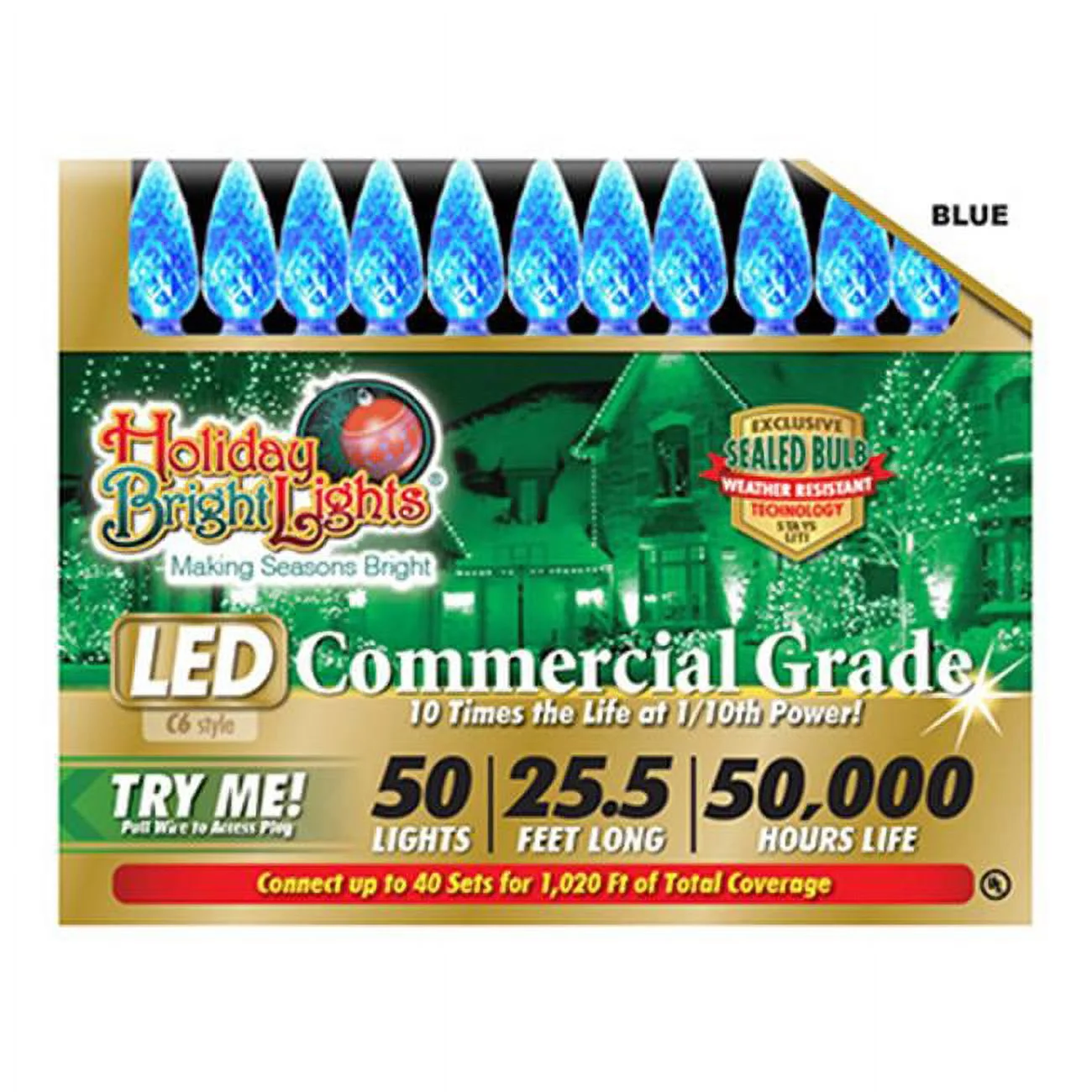 LEDBX-C650-BL 50 Light C6 LED Light Set - Blue