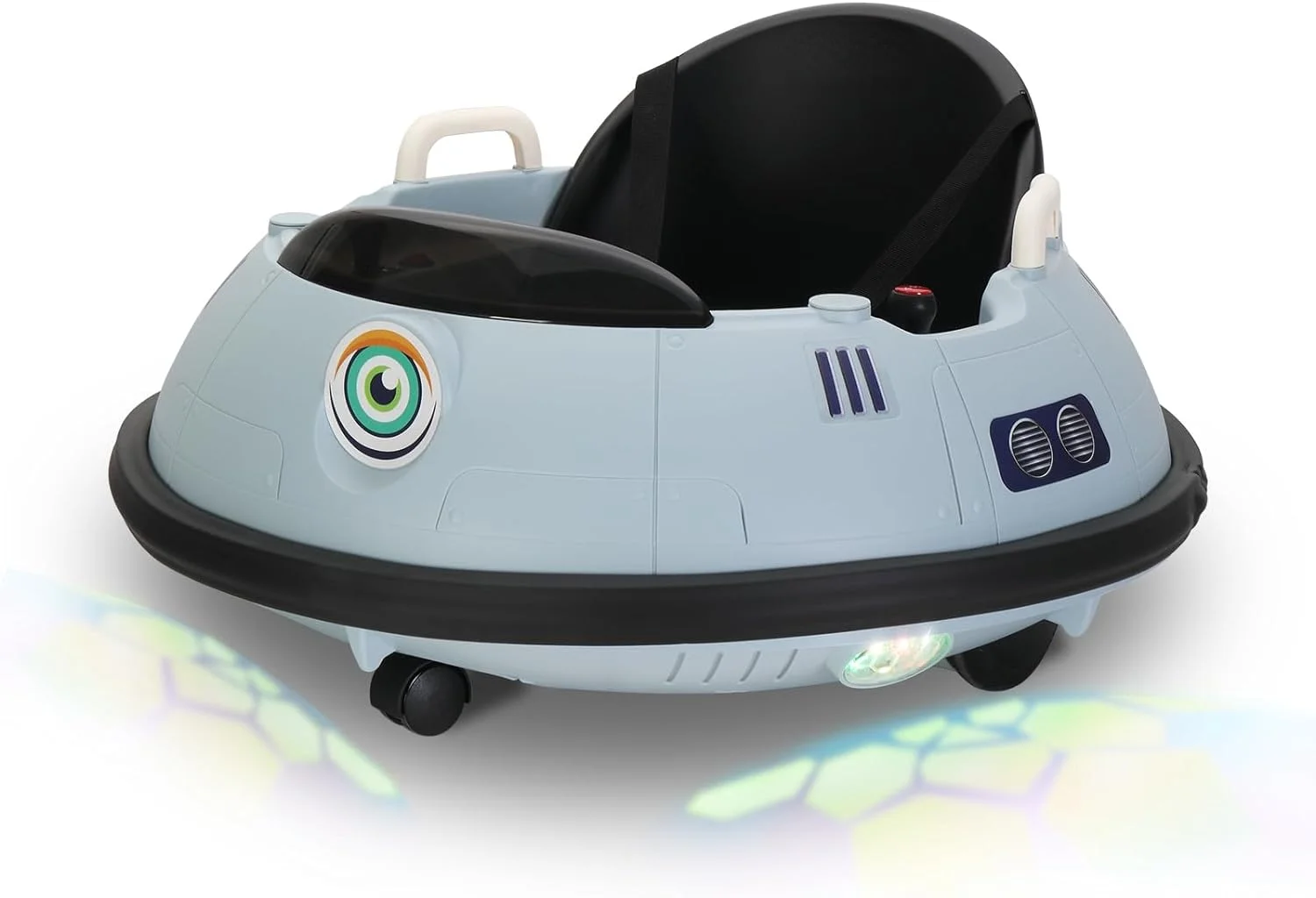 Electric Bumper Car for Kids & Toddlers, 12V Ride On UFO Bumping Toy Car Gifts, Manual and Remote Control, LED Lights, 360 Degree Spin (Grey)