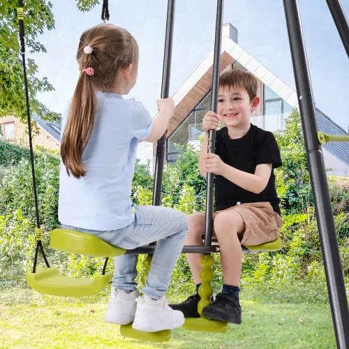X XBEN Swing Set For Backyard, 330lbs Swing Set With Heavy-Duty A-Frame Metal Outdoor Swing Stand, 3 In 1 Swingset Outdoor For Kids, Height Adjustment
