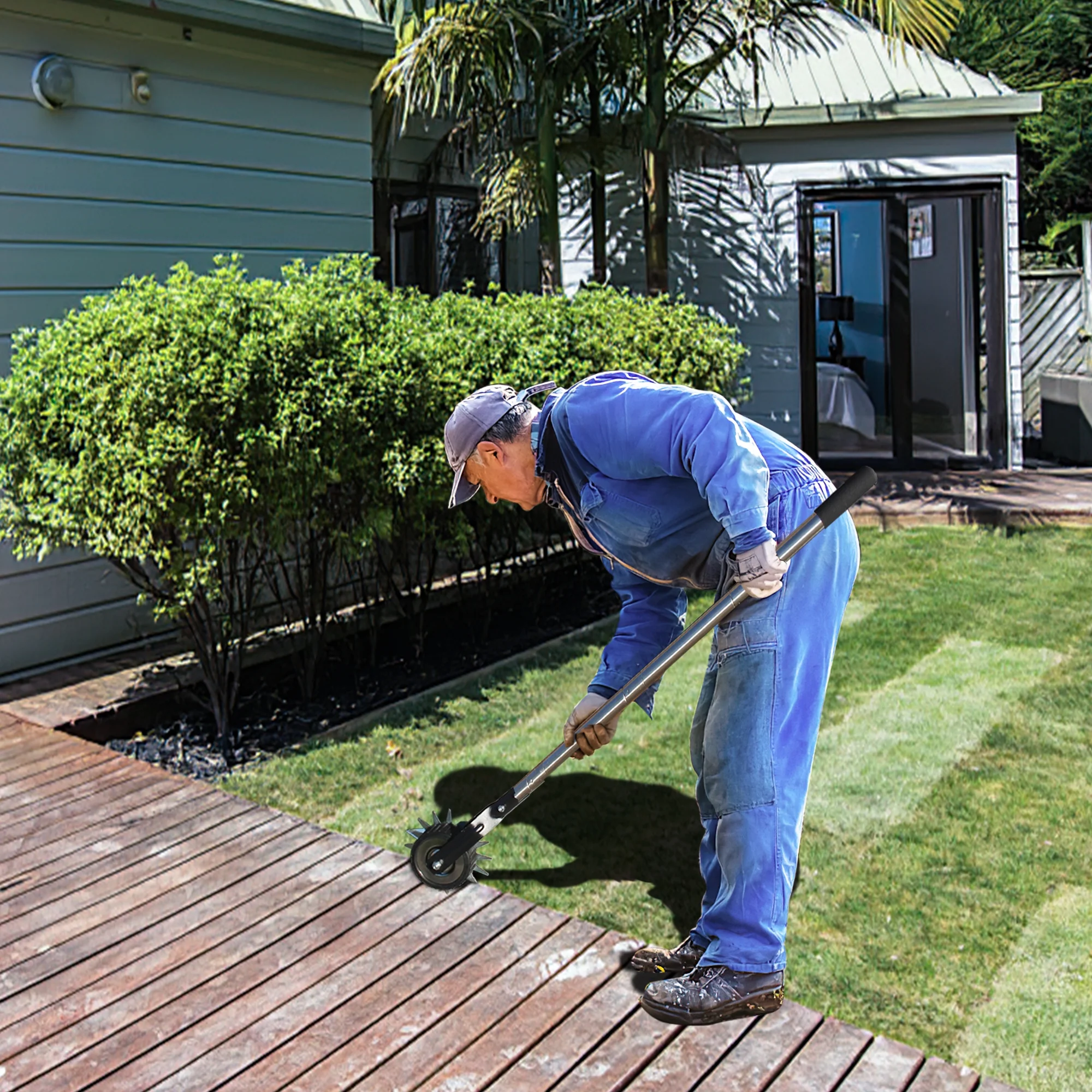 BARAYSTUS Wheel Rotary Edger, Strong 3 Sections Stainless Steel Handle With Cushion Grip