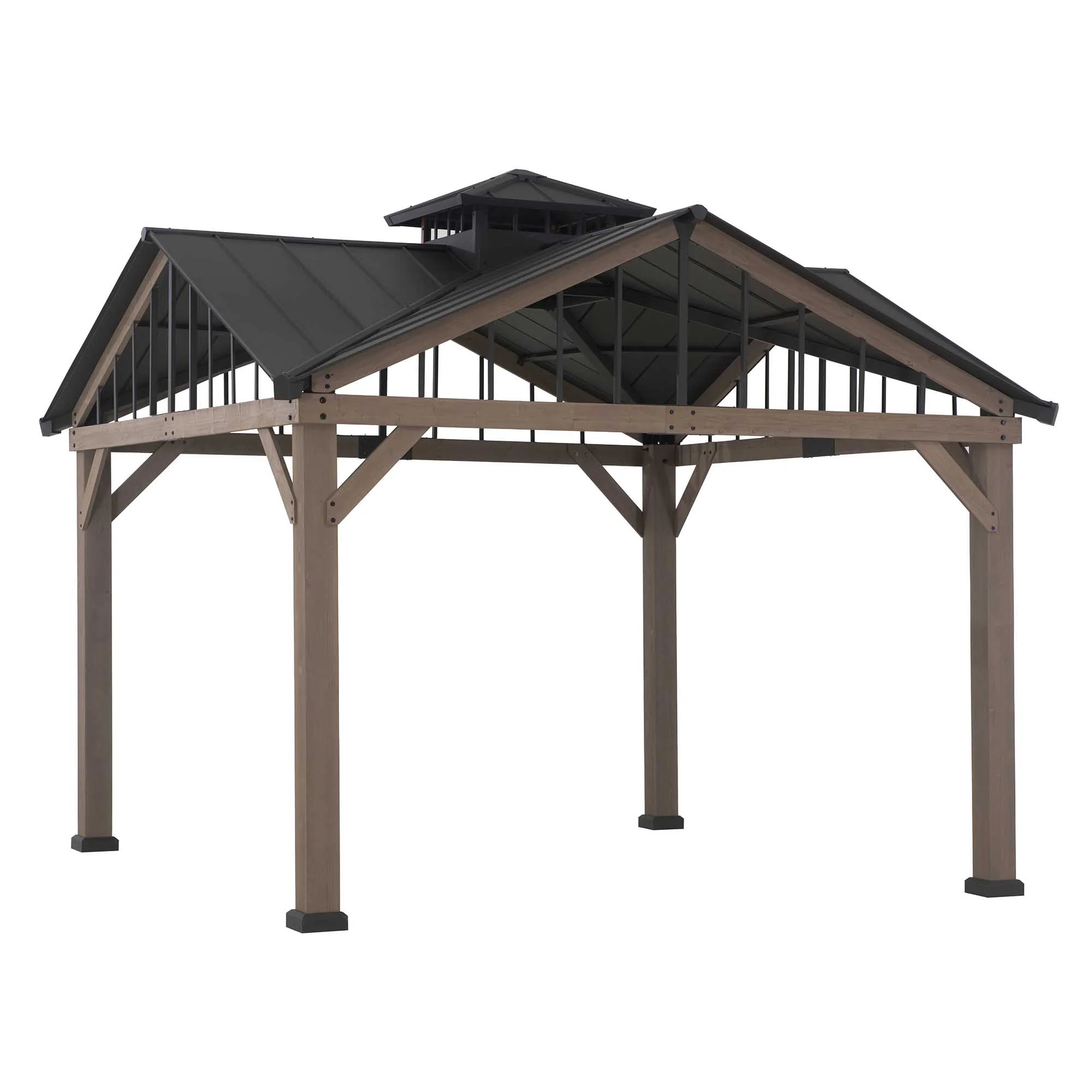 Sunjoy 12x12x11 Roanforth Patio/Outdoor Wood Post Gazebo
