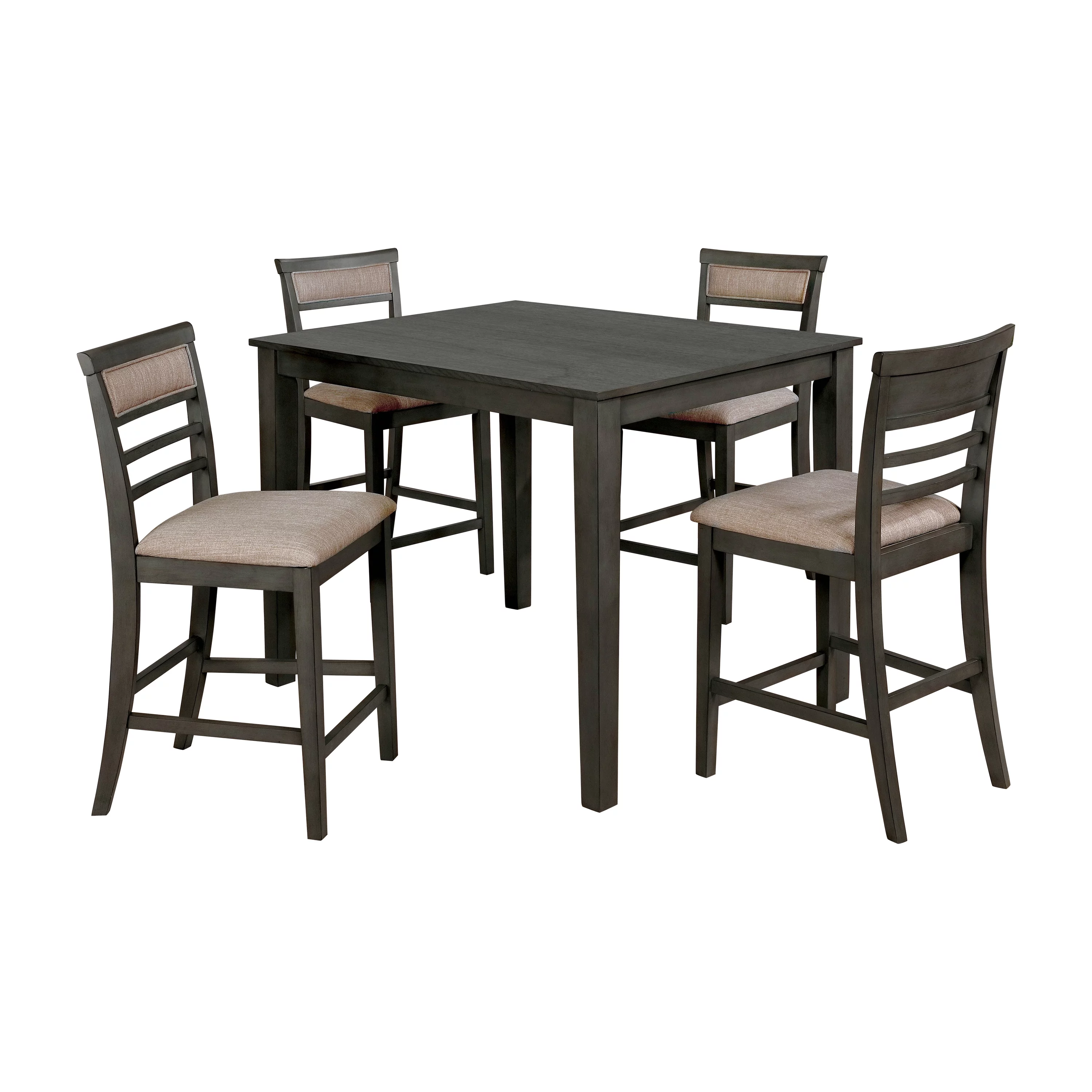 Furniture of America Mason 5-Piece Counter Height Dining Set, Gray