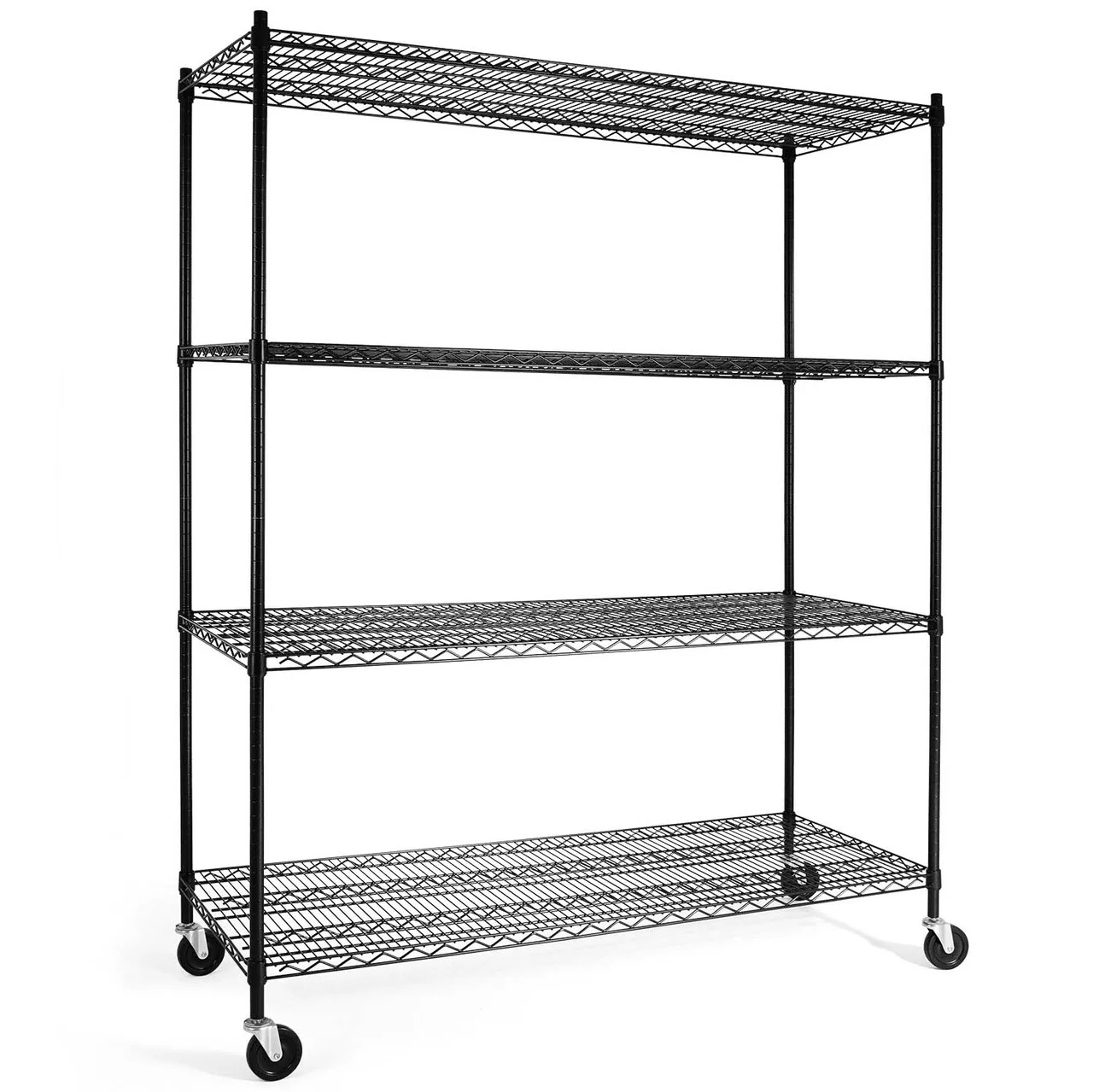 CAPHAUS 4-Tier Commercial Grade Heavy Duty Adjustable Height Wire Shelving w/ Wheels & Leveling Feet, Storage Metal Steel Shelf, Garage Shelving Storage, Utility Wire Rack Storage Shelving Unit