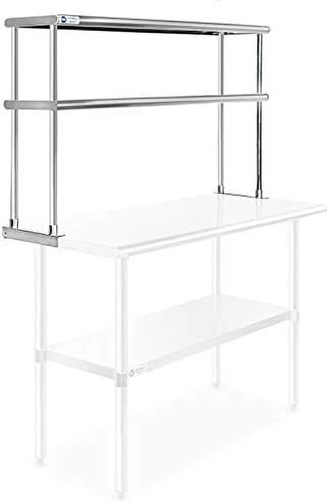 xrboomlife NSF Stainless Steel Commercial 2 Tier Double Overshelf 72 in. x 12 in. for Kitchen Prep & Work Table