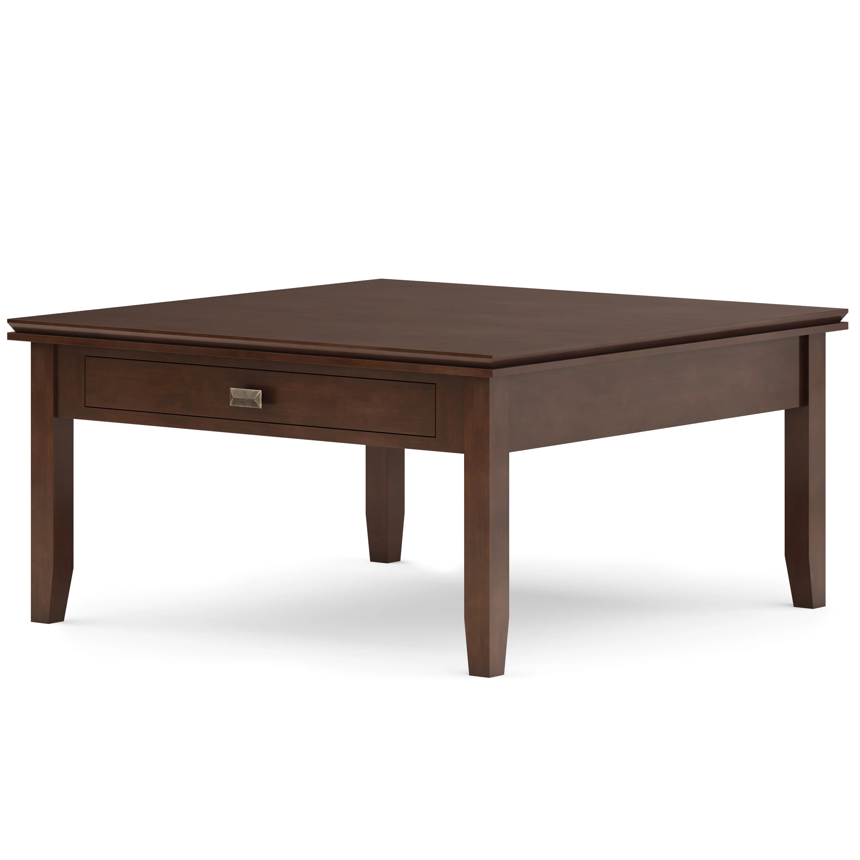 Artisan SOLID WOOD 36 inch Wide Square Transitional Square Coffee Table in Russet Brown