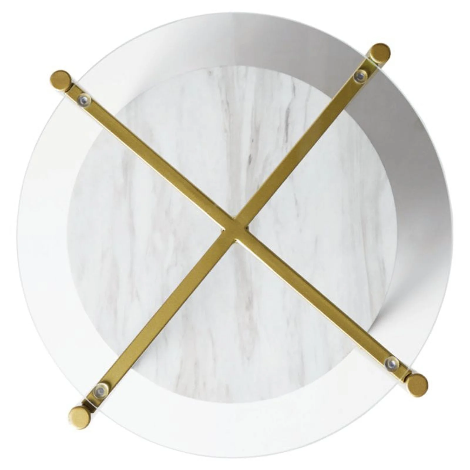 Bowery Hill Engineered Wood Round End Table in Gold & White
